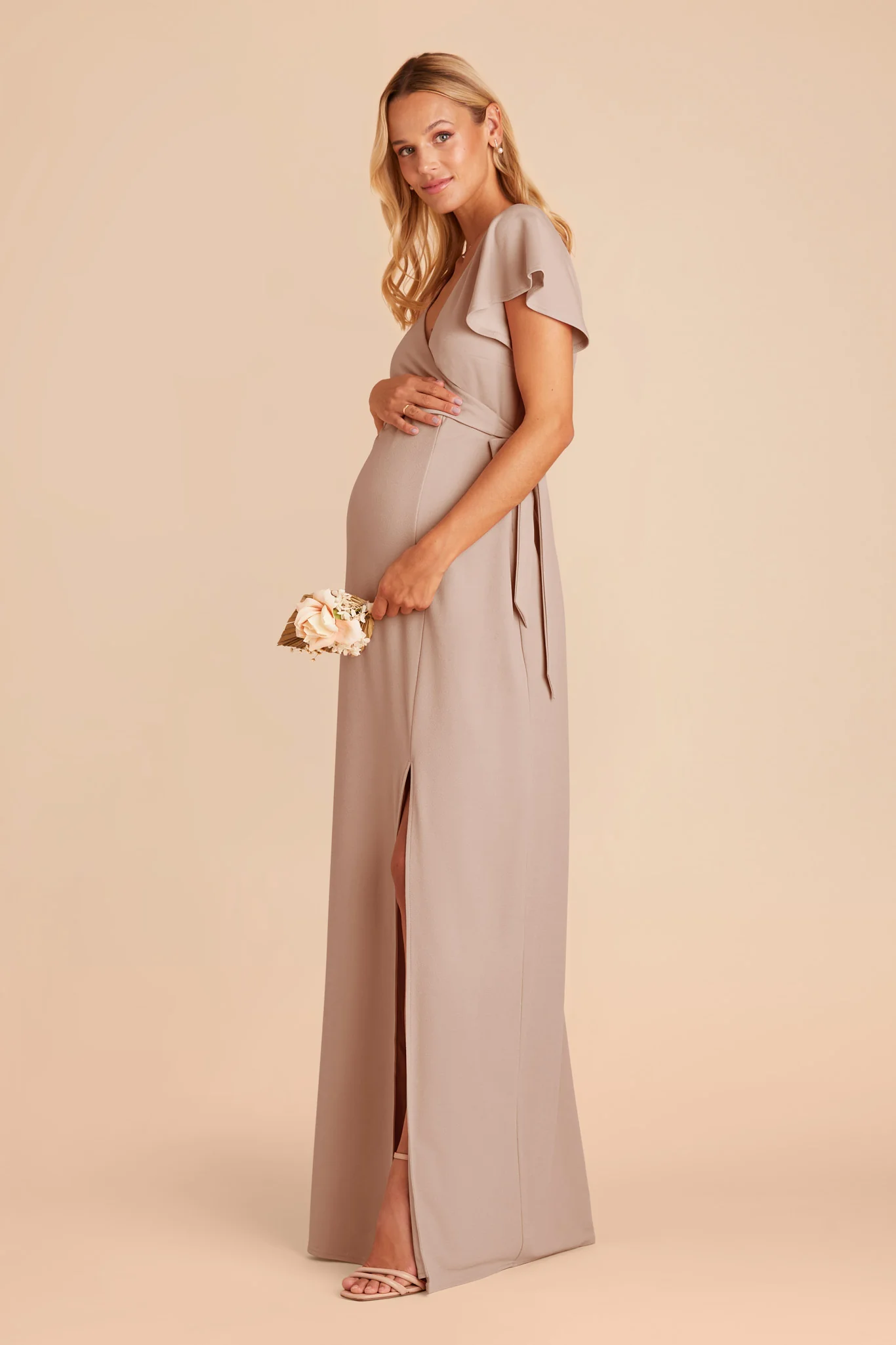 Yolanda Crepe Dress - Taupe - necksoother