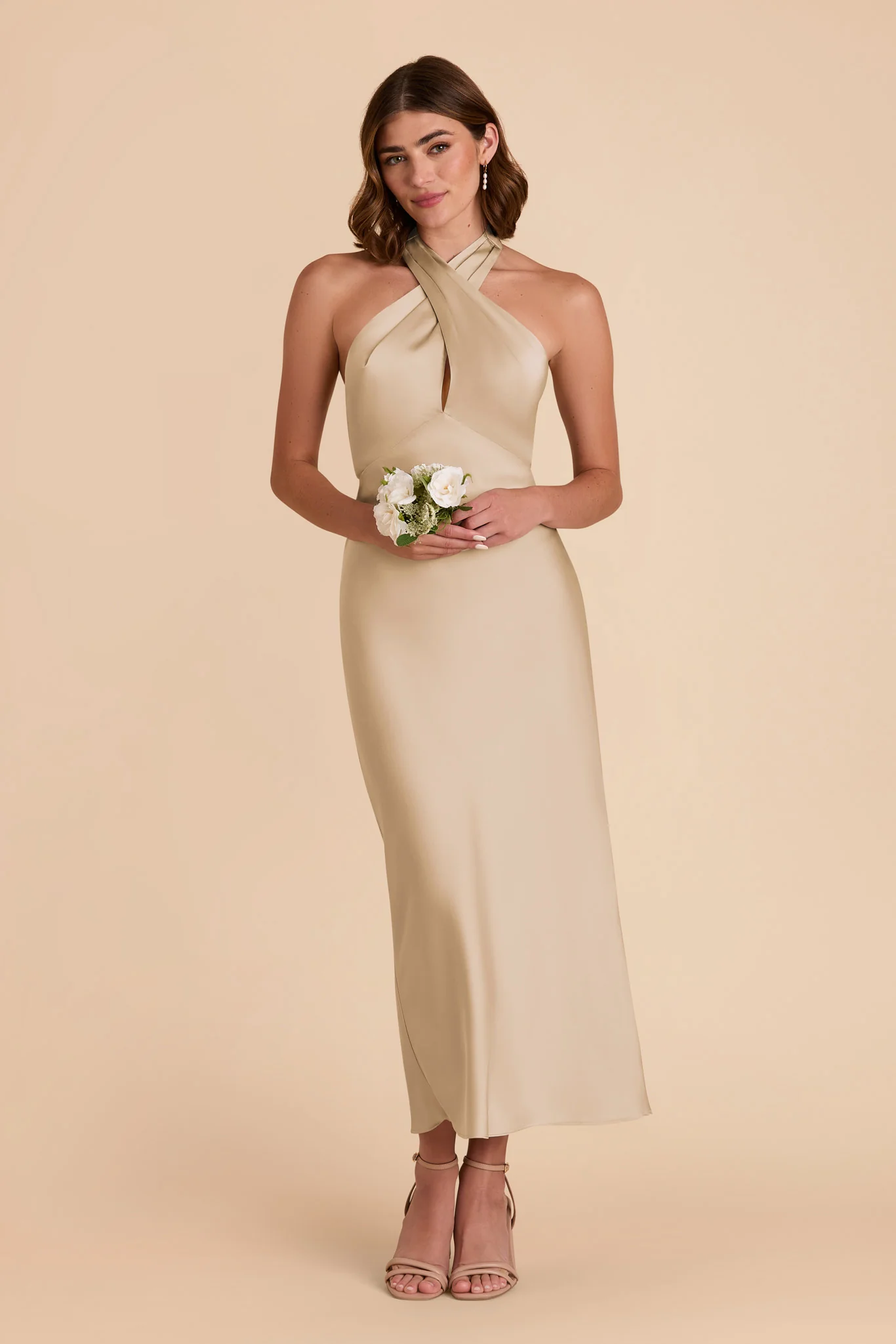 Monique Matte Satin Dress - Gold - necksoother