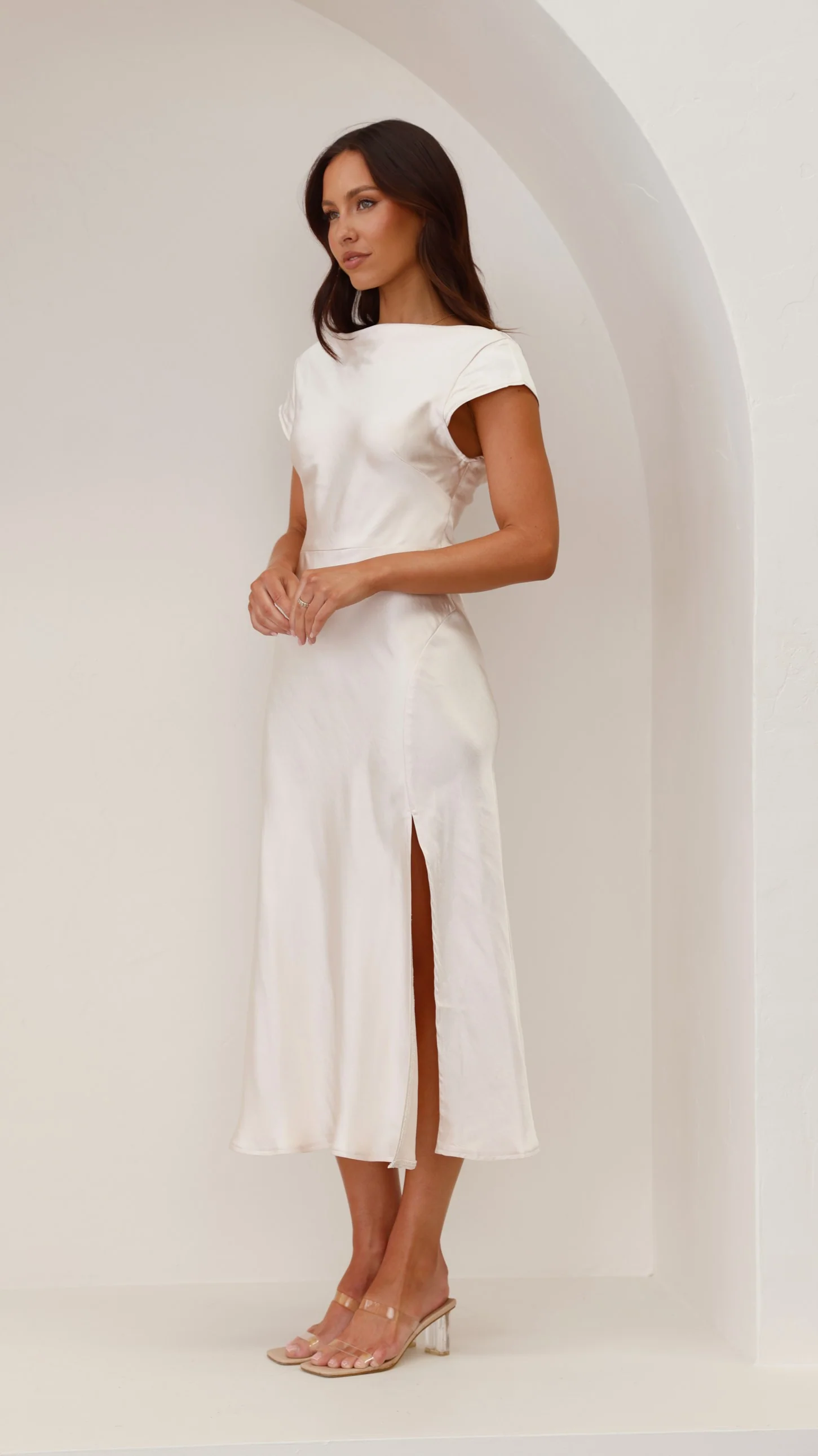 Ivana Midi Dress - Champagne - necksoother