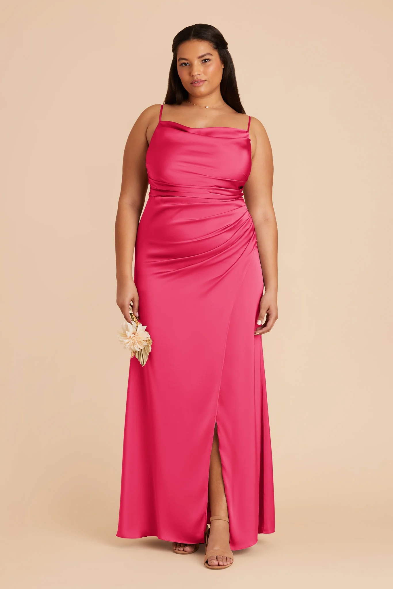Lydia Matte Satin Dress - Fuchsia - necksoother