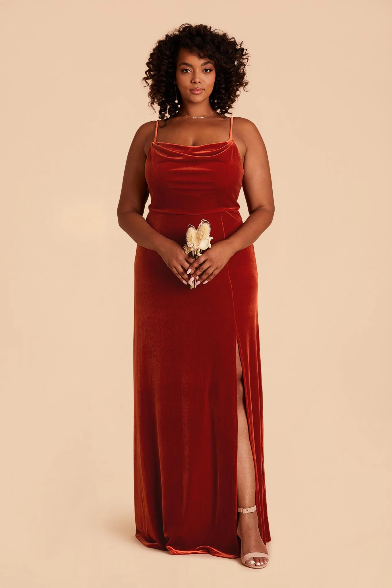 Ash Velvet Dress - Burnt Orange - necksoother