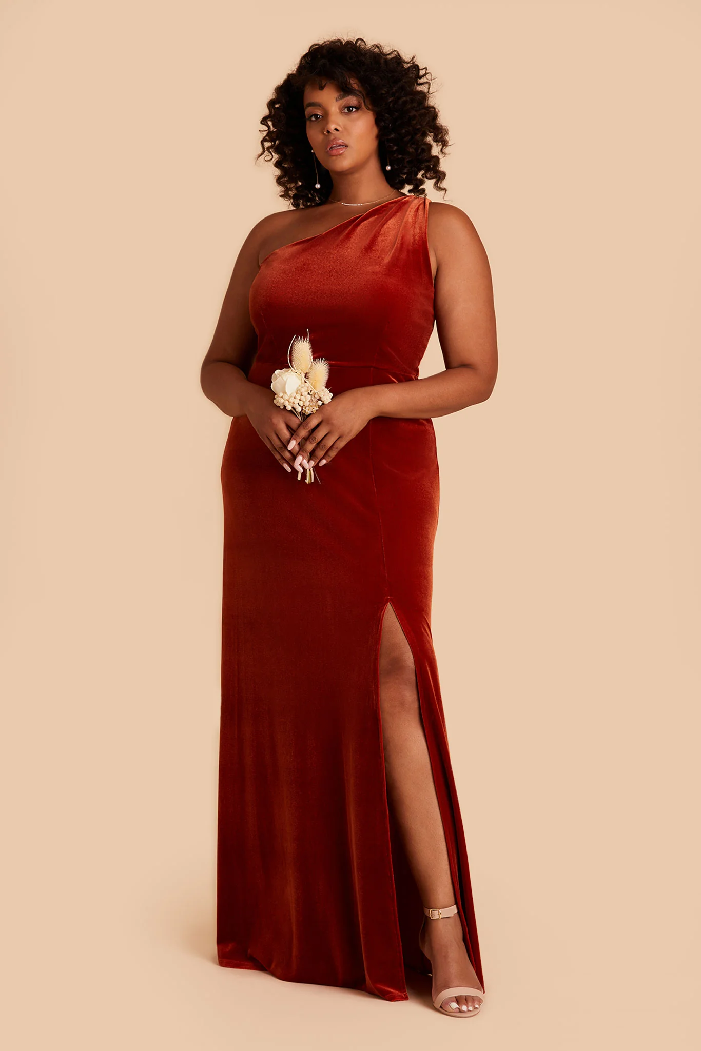 Kira Velvet Dress - Burnt Orange - necksoother