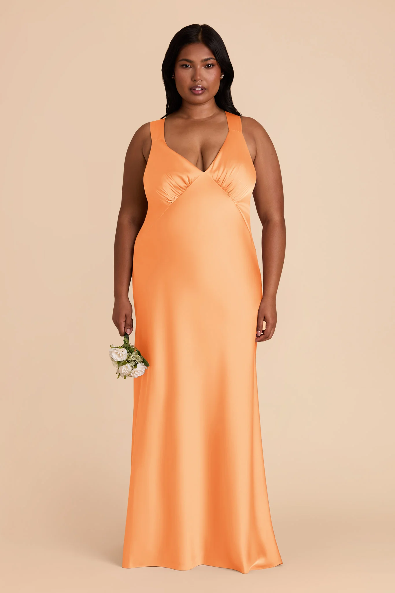 Veronica Matte Satin Dress - Apricot - necksoother