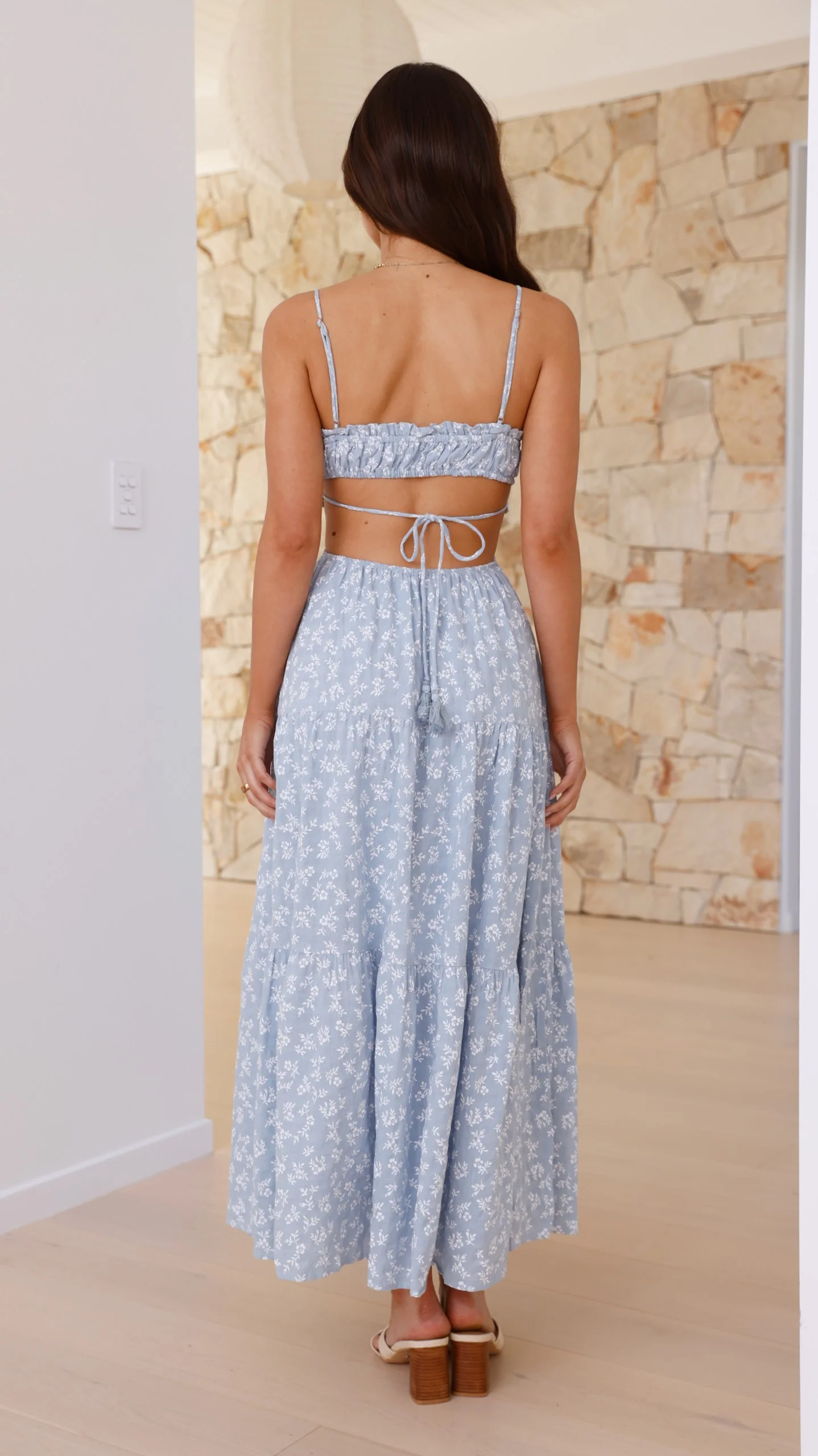 Vella Midi Dress - Blue Floral - necksoother