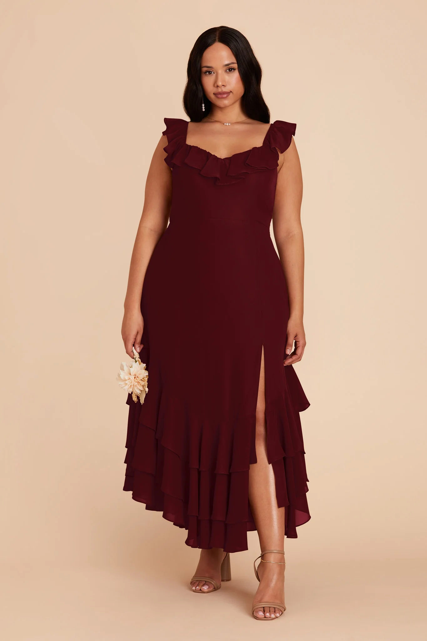 Ginny Chiffon Dress - Cabernet - necksoother