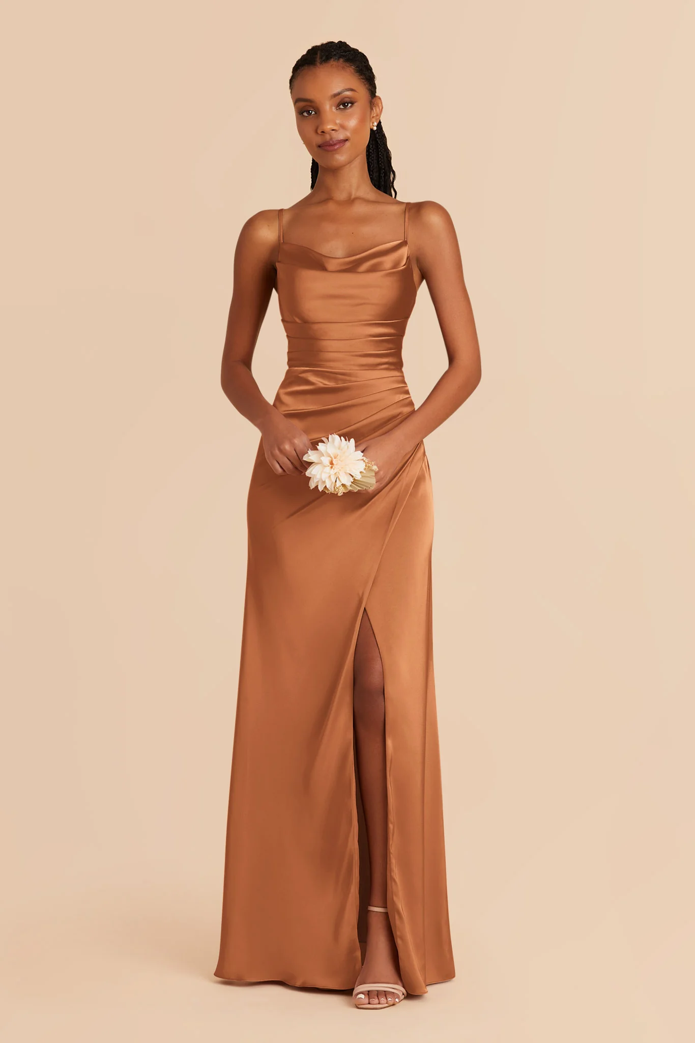 Lydia Matte Satin Dress - Rust - necksoother