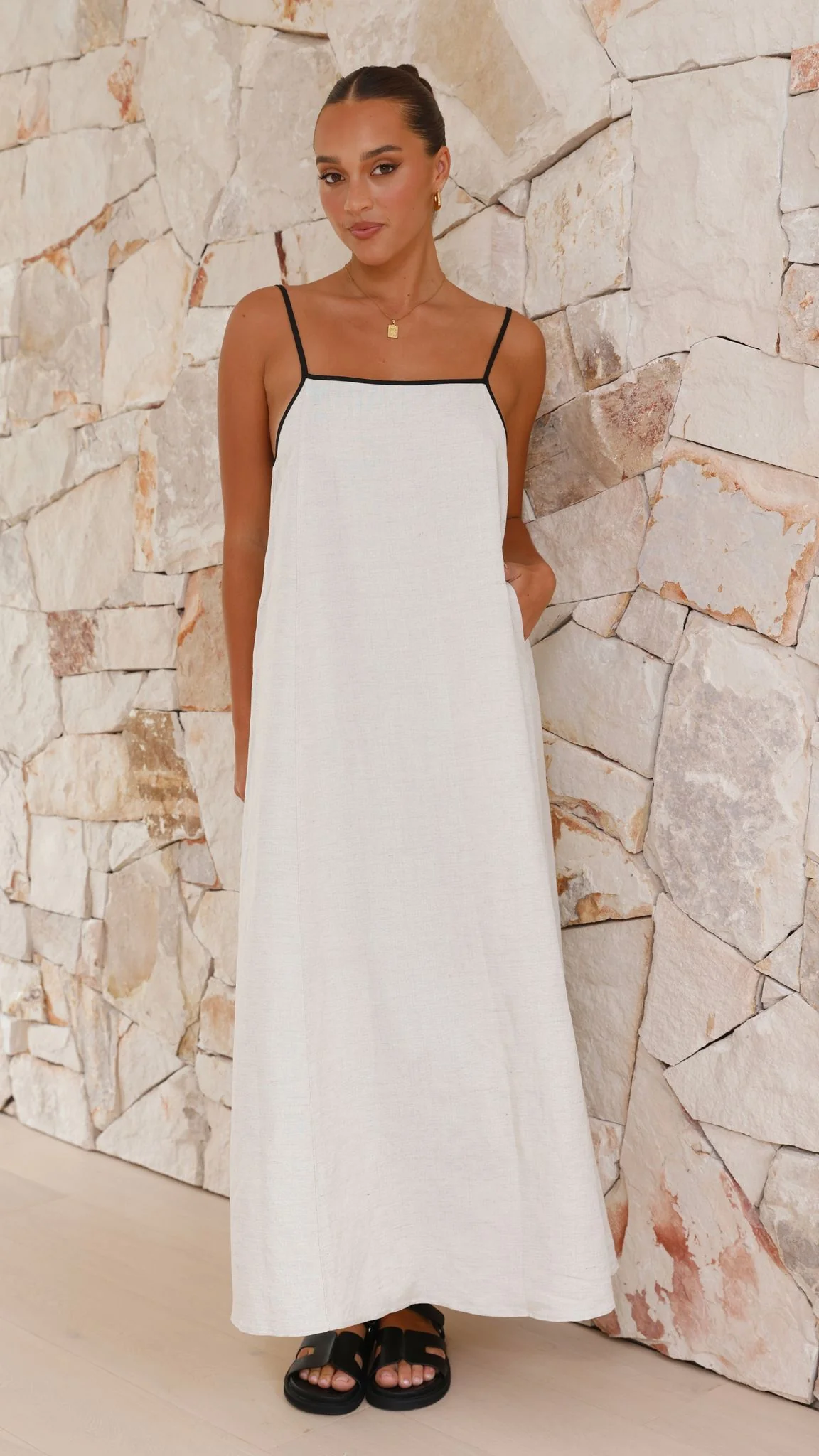 Sail Away Contrast Dress - Beige - necksoother