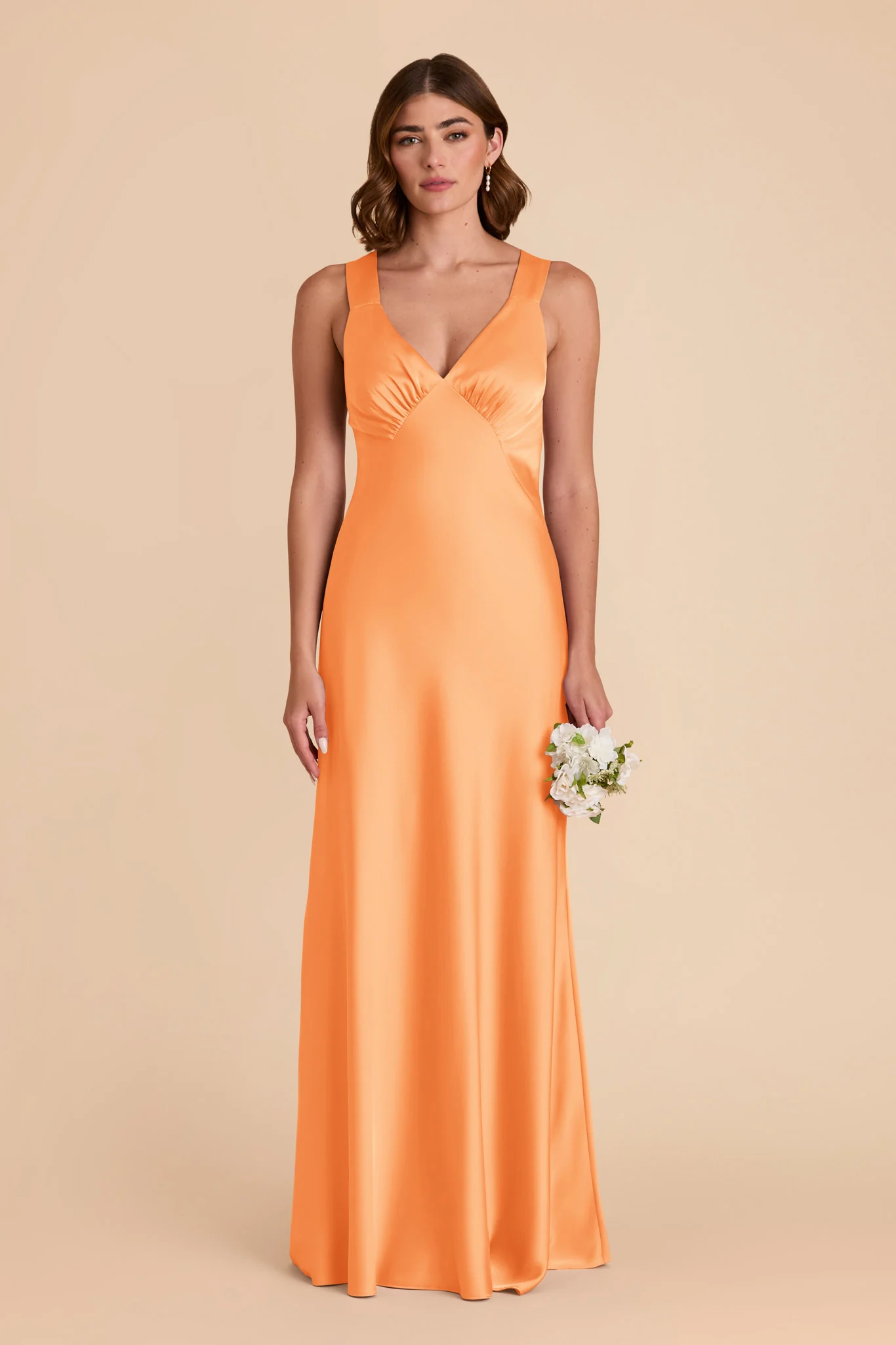 Veronica Matte Satin Dress - Apricot - necksoother