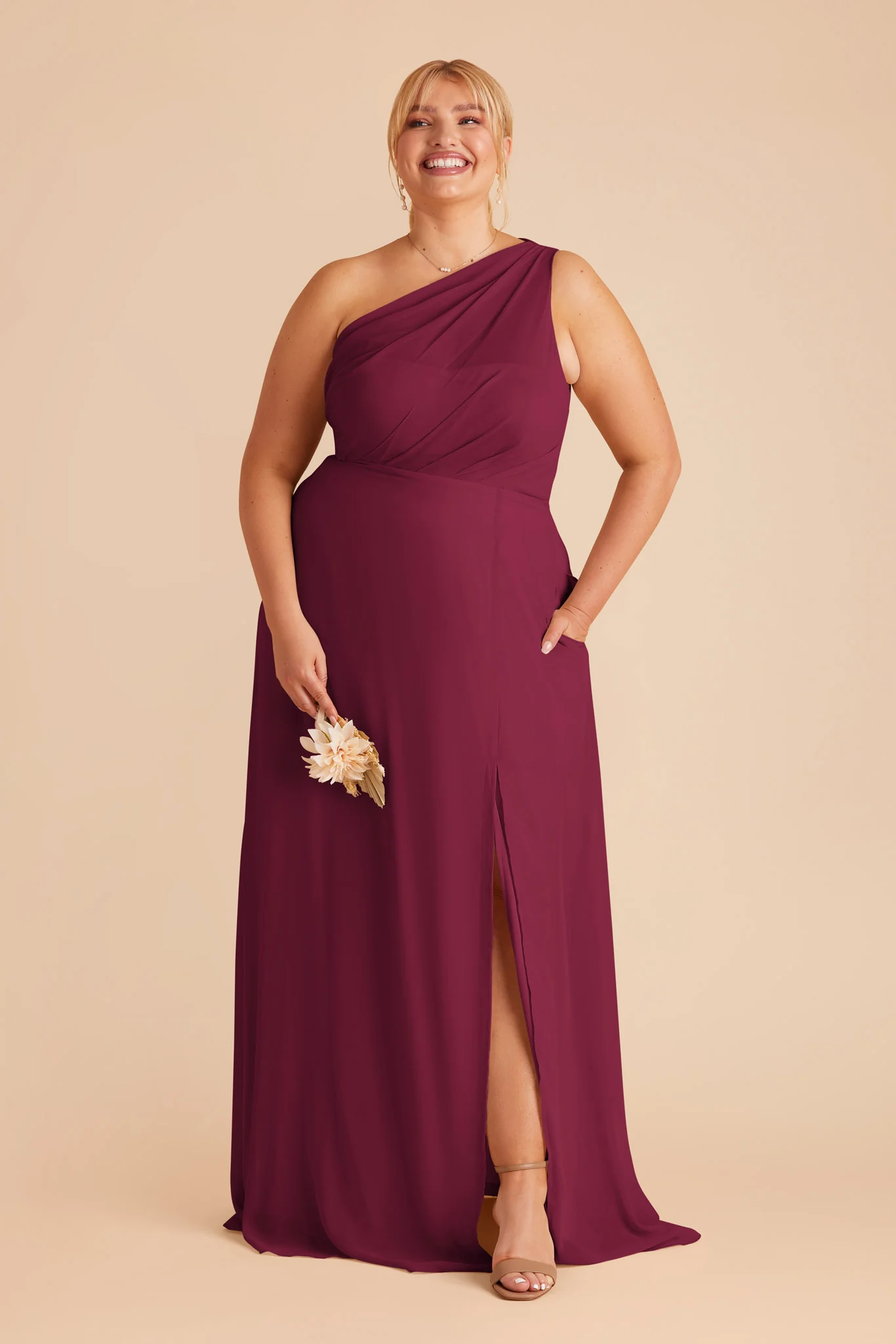 Kira Dress With Slit - Berry - necksoother