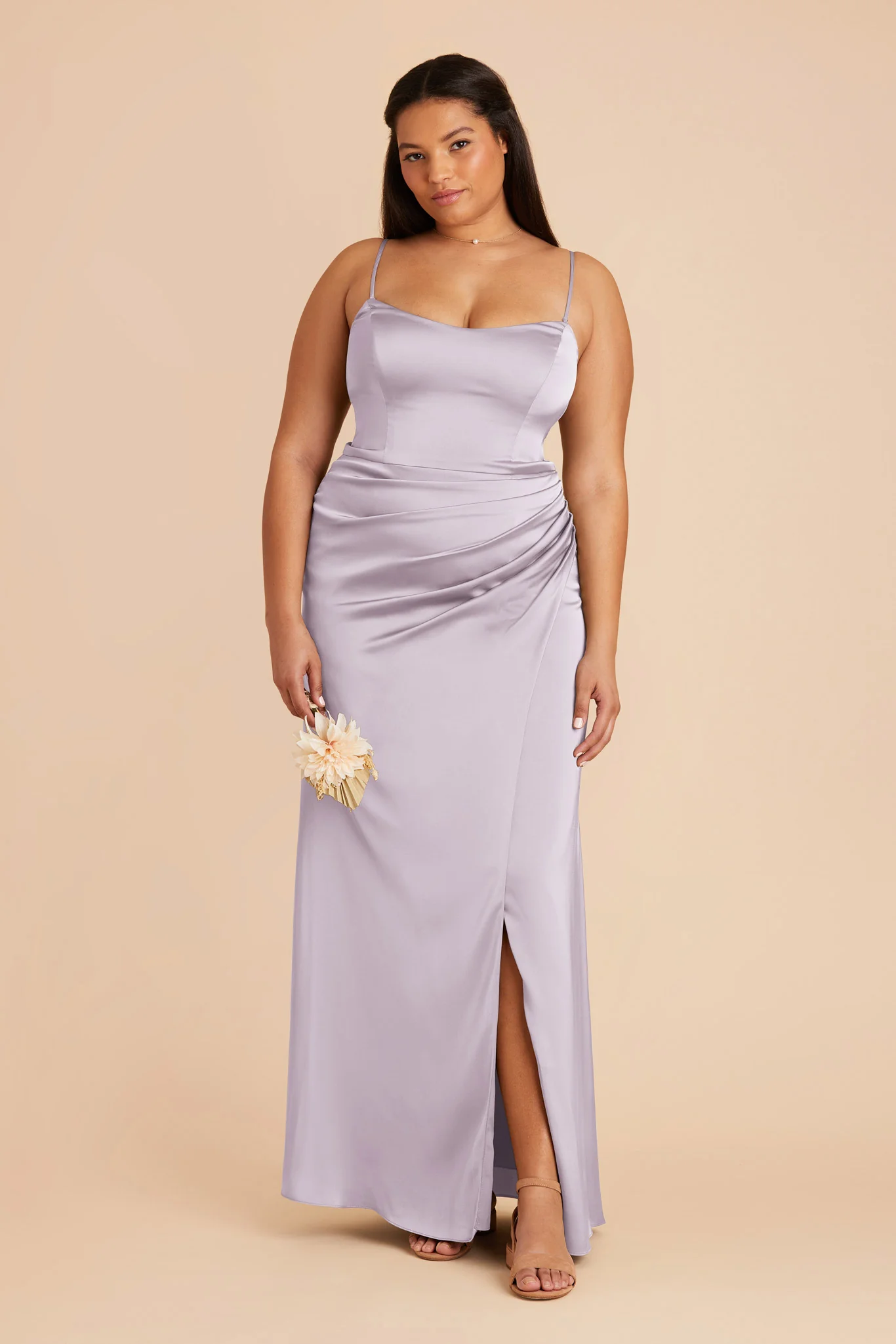 Anne Matte Satin Dress - Dusty Lilac - necksoother