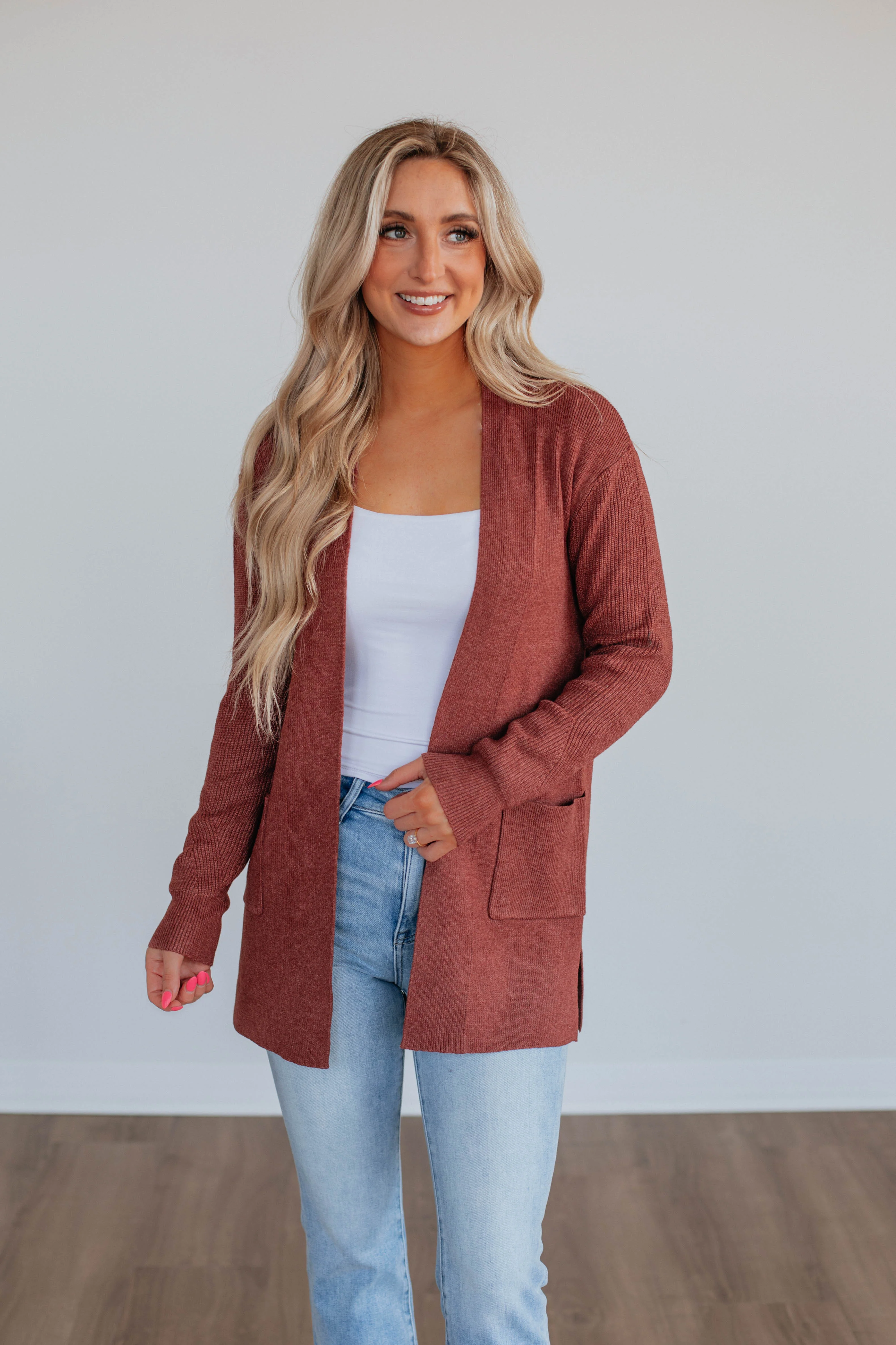 Eboni Knit Cardigan - Brick - necksoother