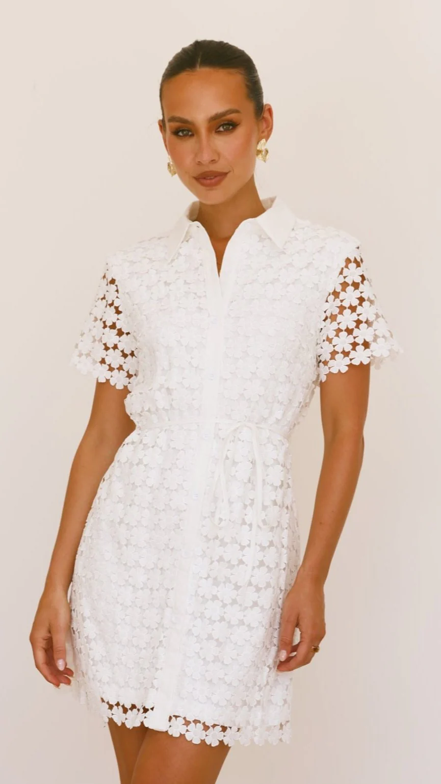 Penelope Mini Dress - White - necksoother