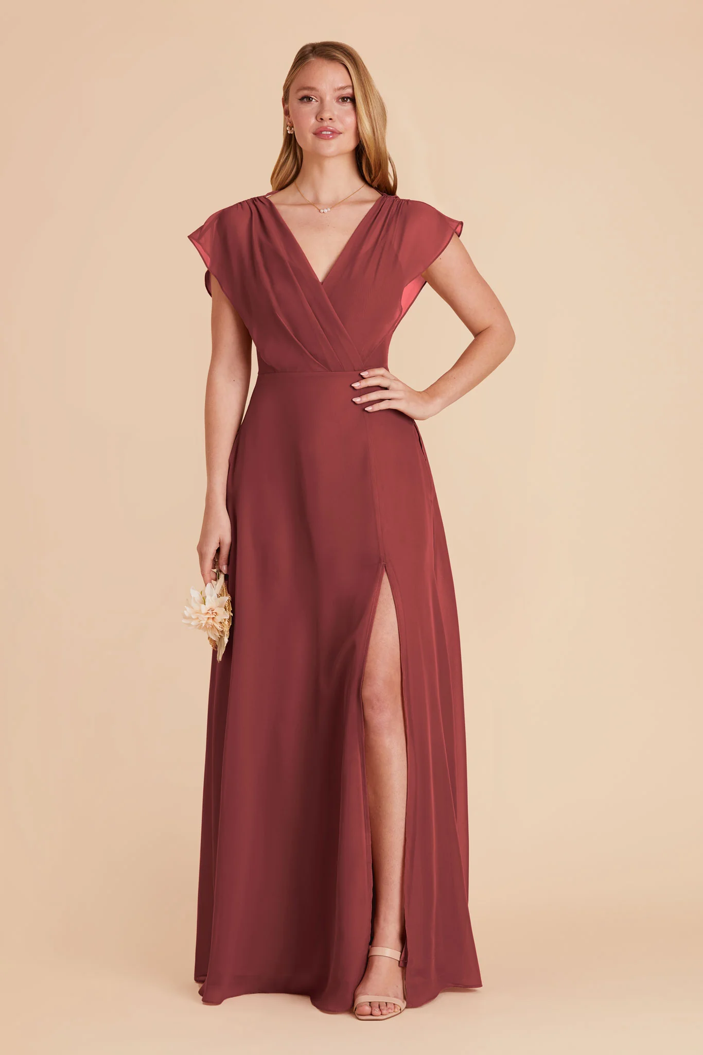 Violet Chiffon Dress - Rosewood - necksoother