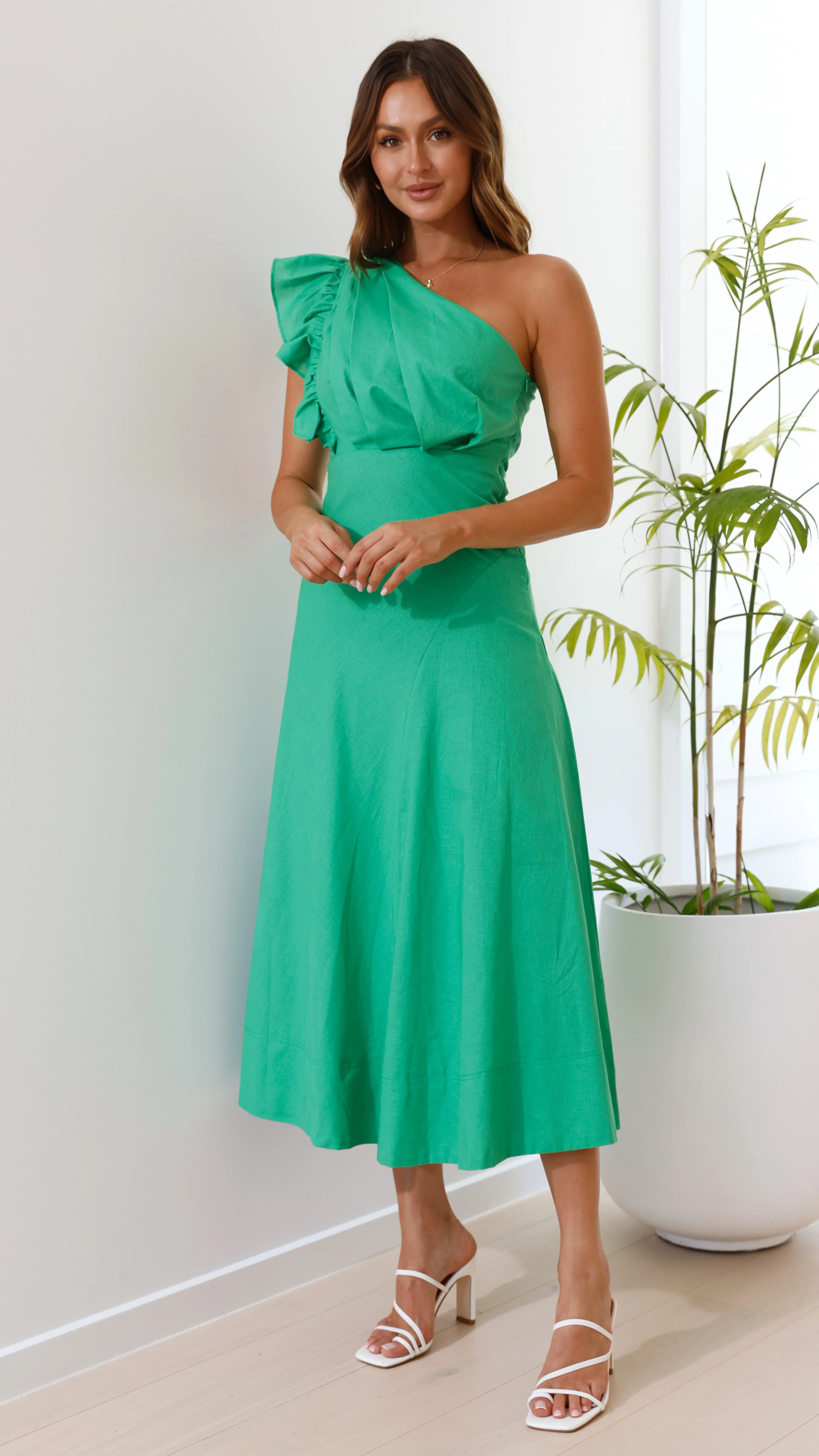 Stassie Midi Dress - Green - necksoother