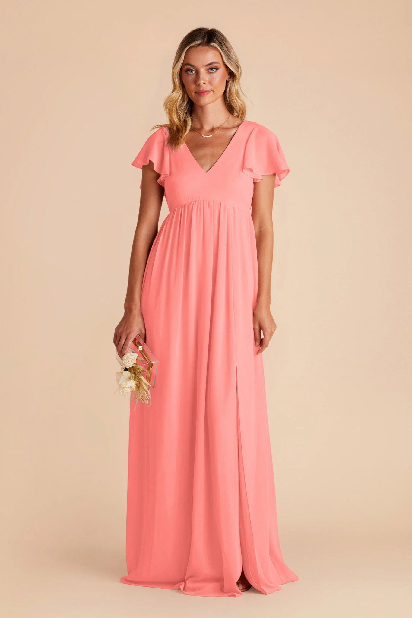 Hannah Empire Dress - Coral Pink - necksoother