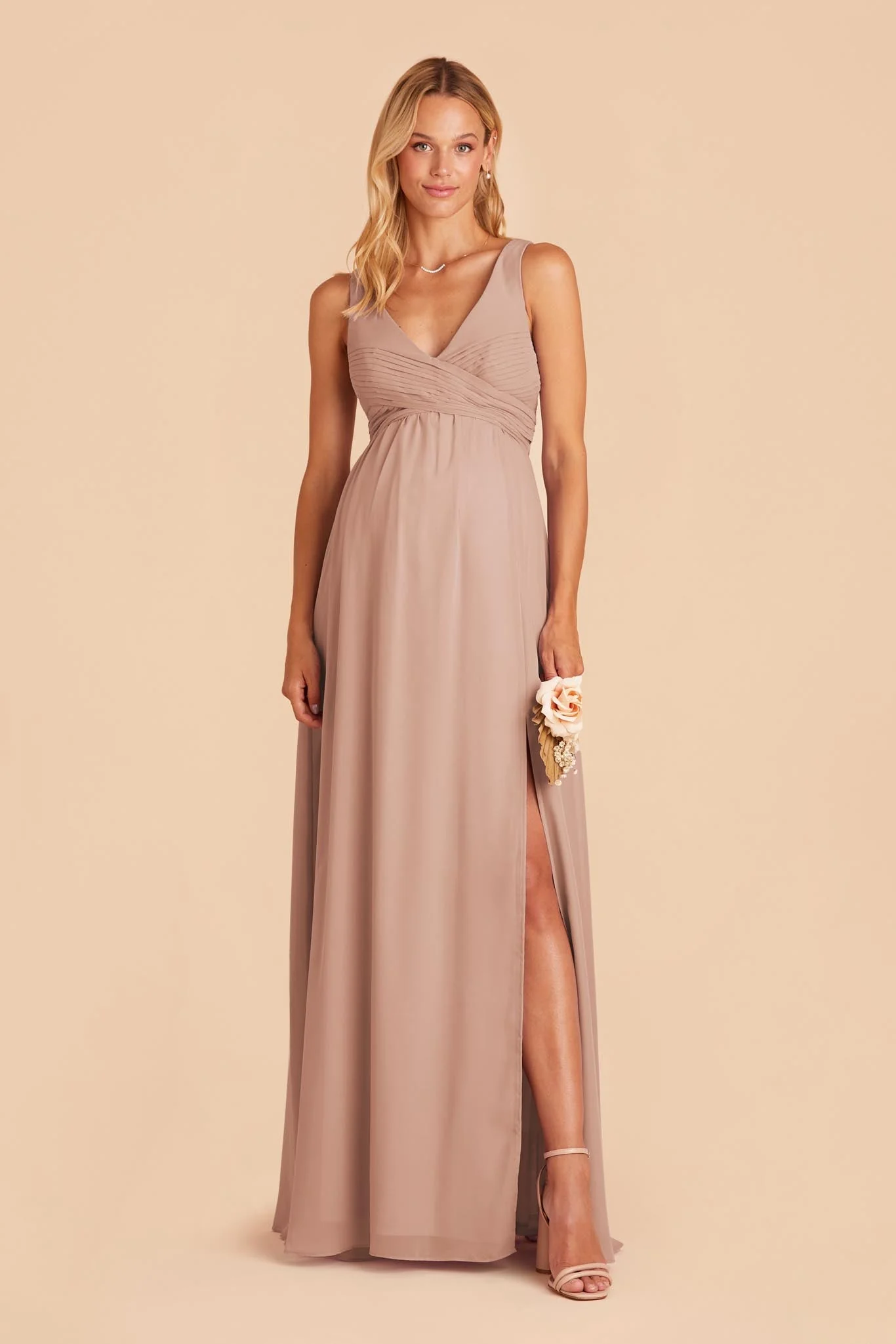 Laurie Empire Dress - Taupe - necksoother