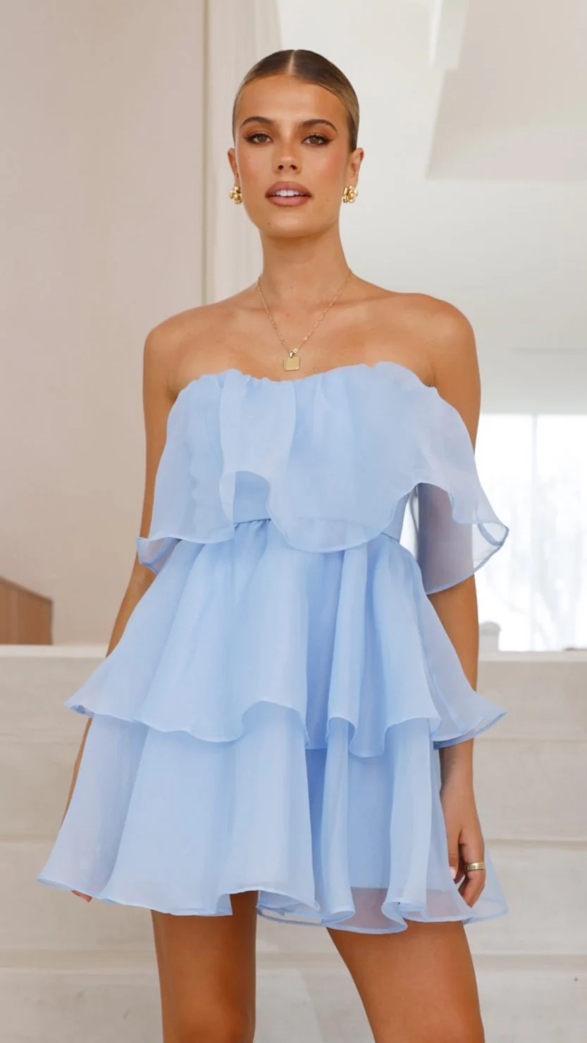 Monet Mini Dress - Blue - necksoother