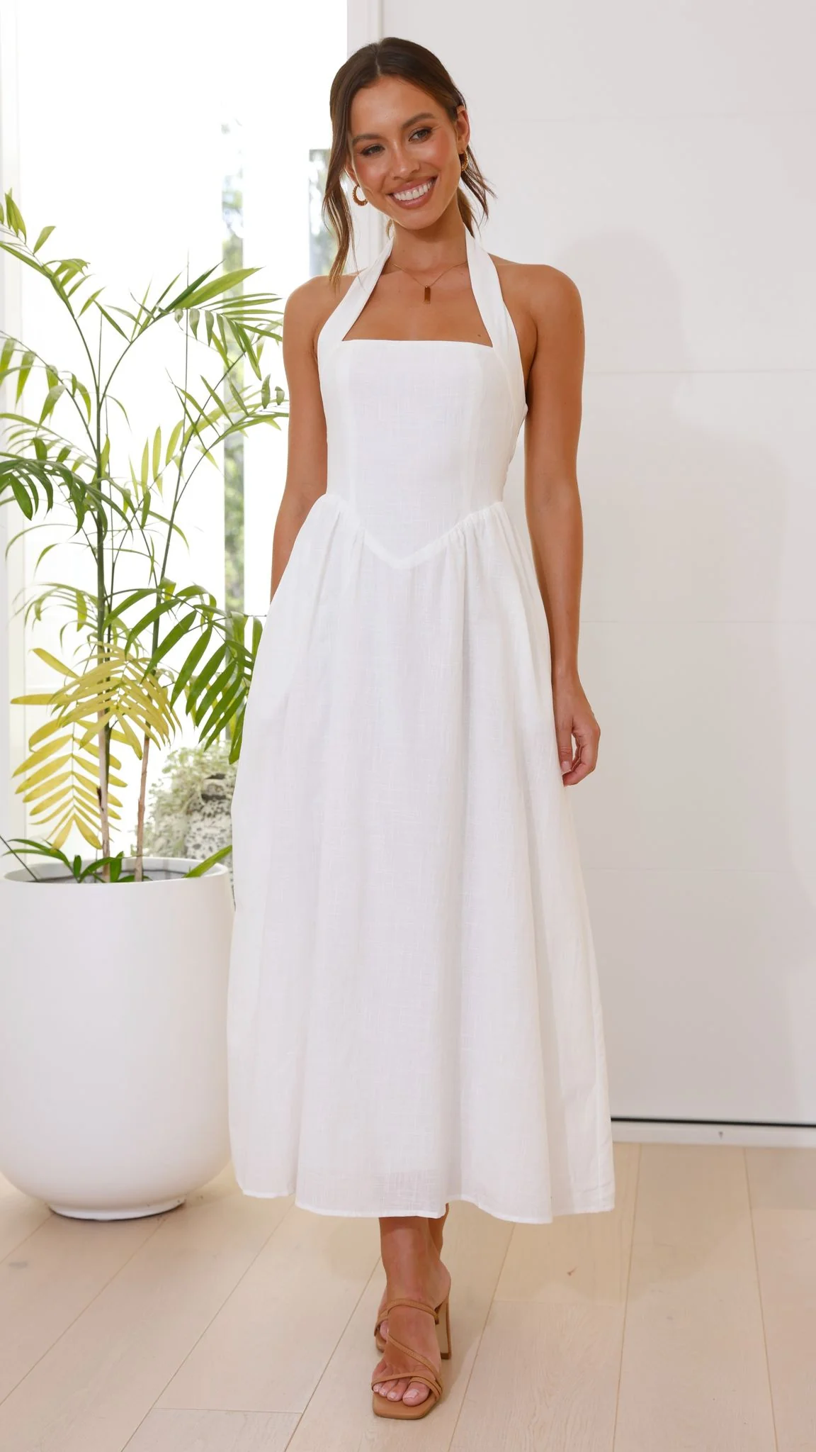 Caden Maxi Dress - White - necksoother