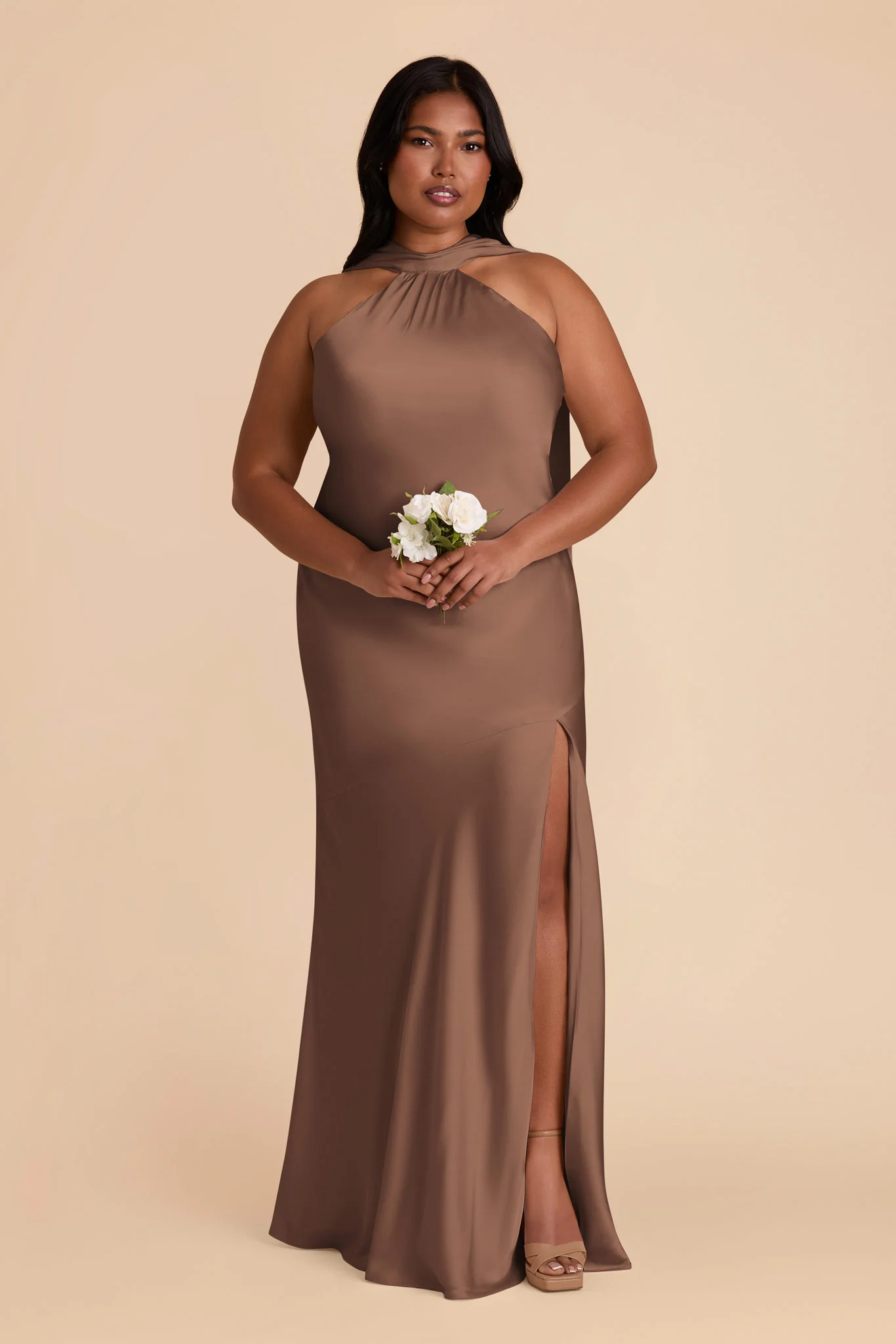 Eileen Matte Satin Dress - Mocha - necksoother