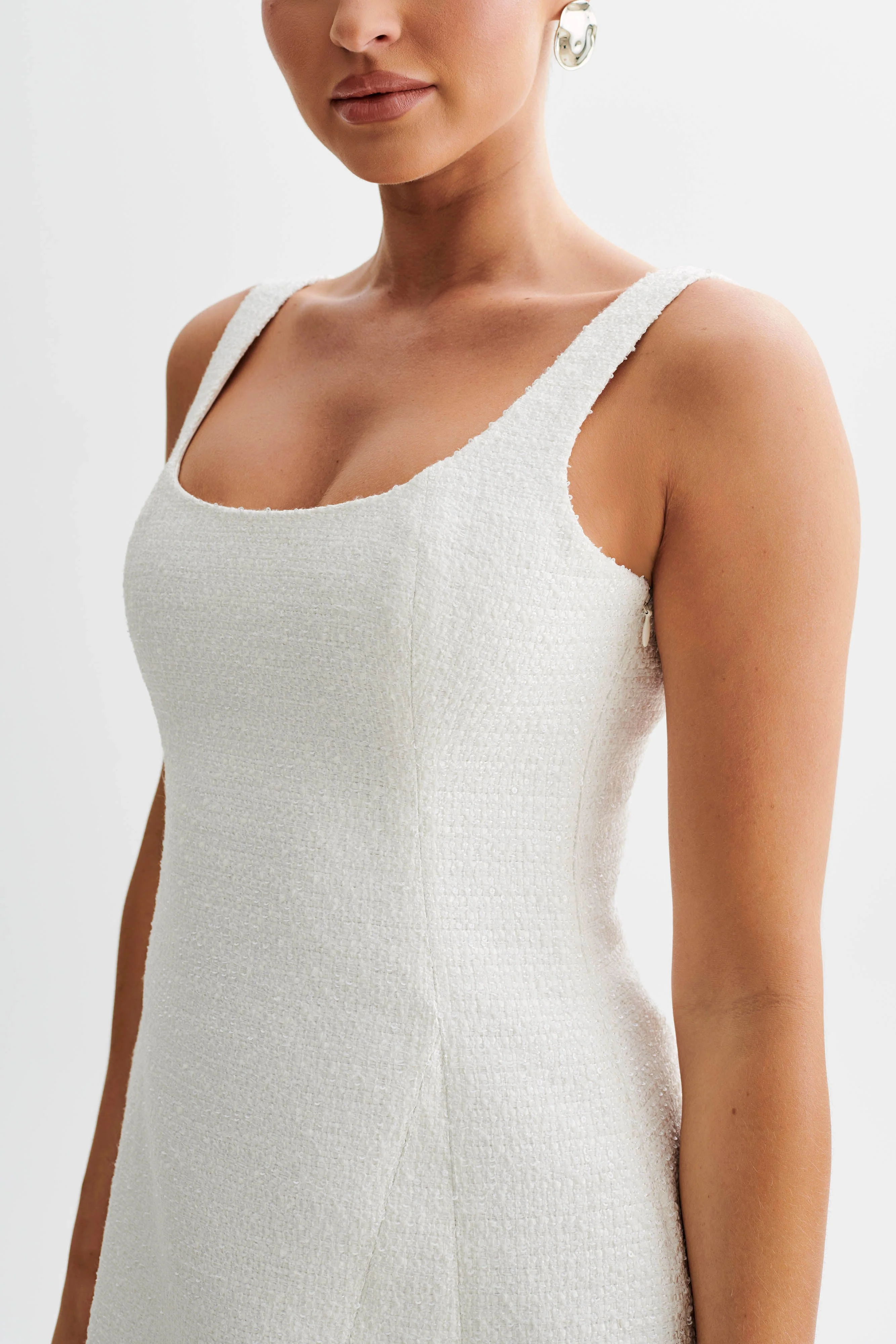 Beth Tweed Mini Dress - White - necksoother