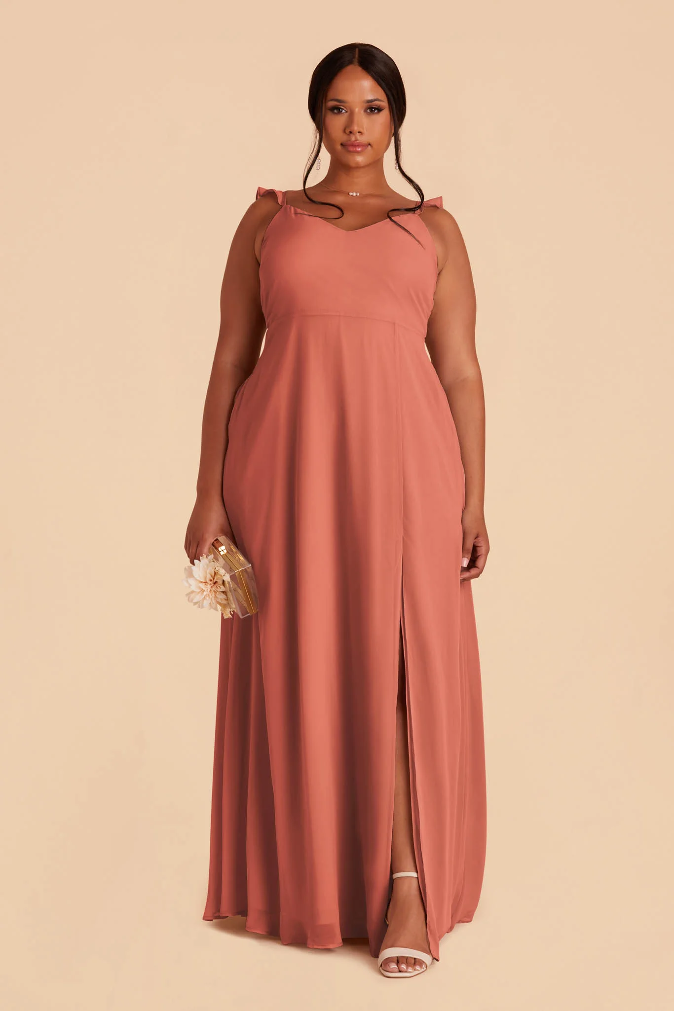 Doris Chiffon Dress - Terracotta - necksoother