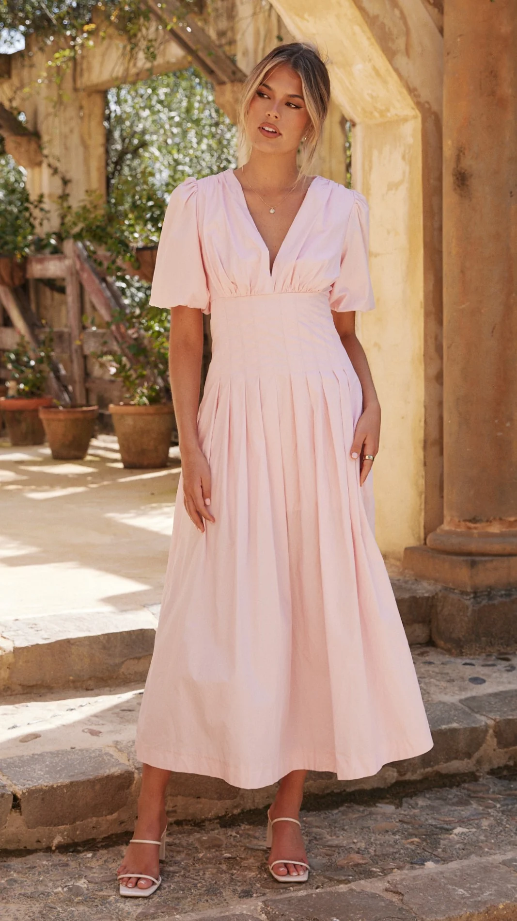 Laura Midi Dress - Pink - necksoother