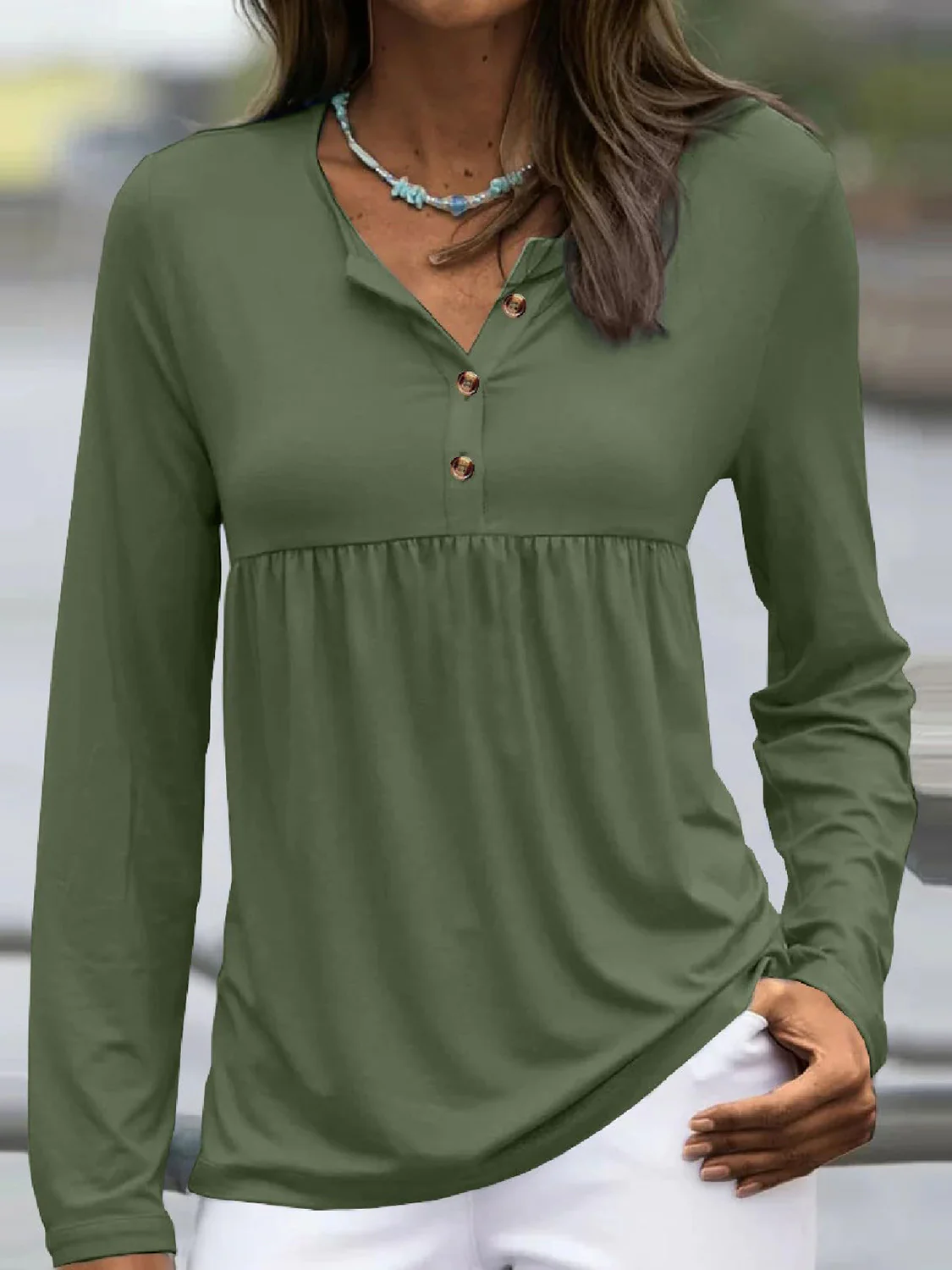 Half Button Long Sleeve T-Shirt - necksoother