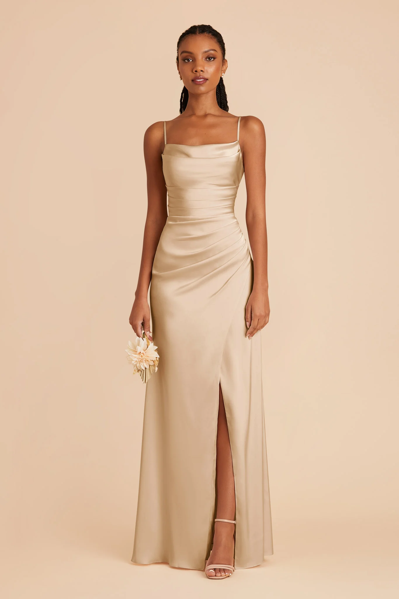 Lydia Matte Satin Dress - Gold - necksoother