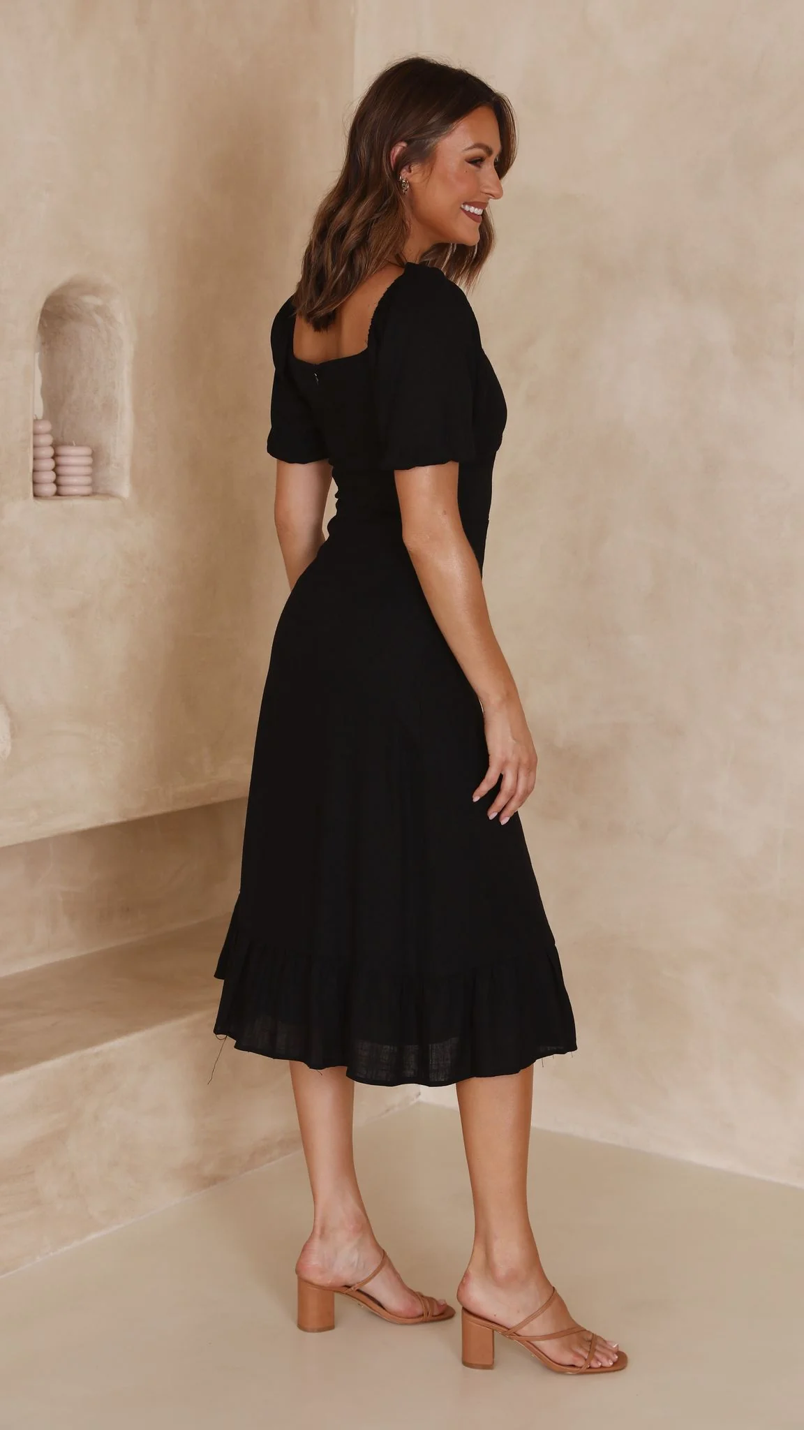 Dixie Midi Dress - Black - necksoother