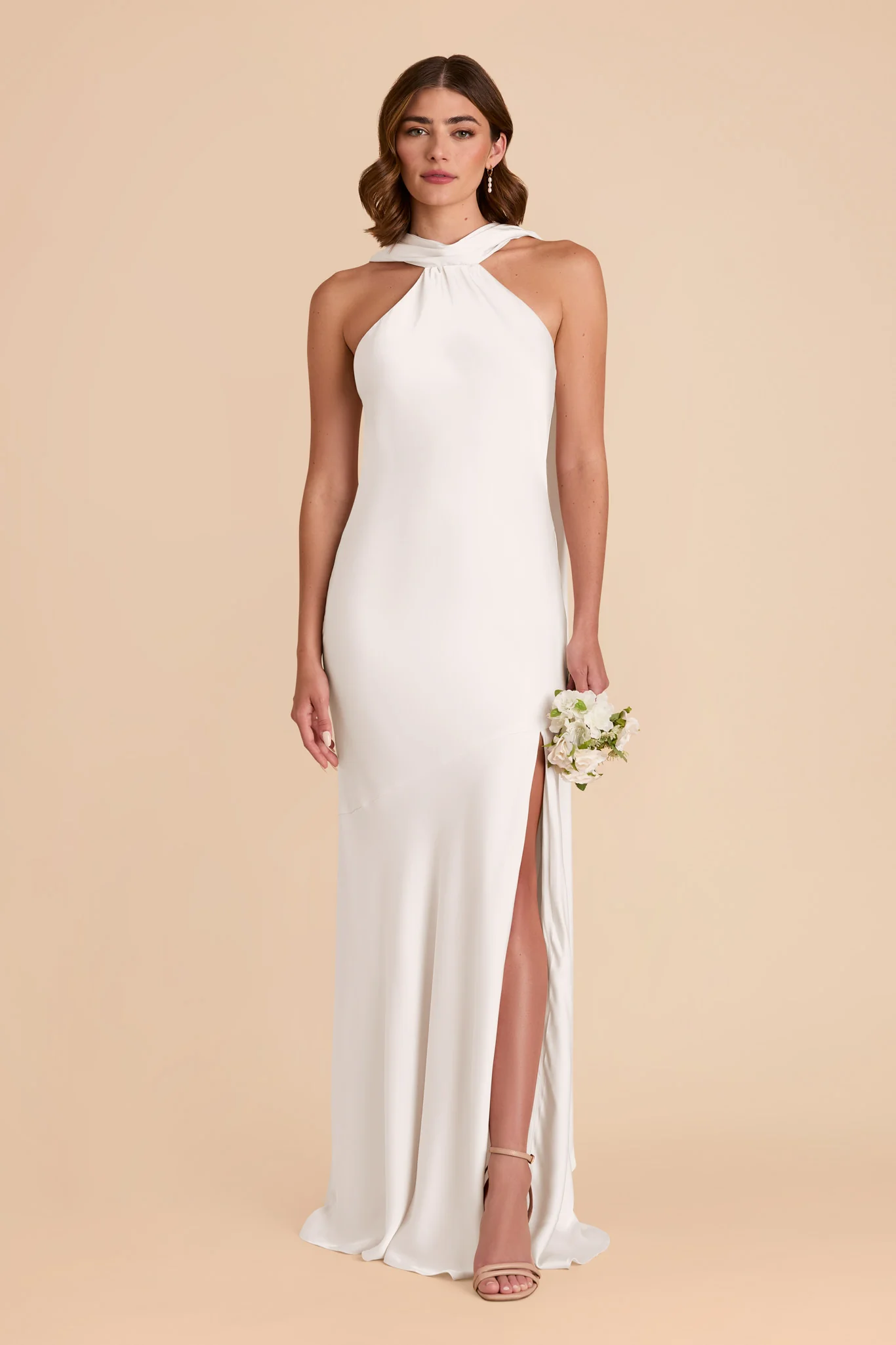 Eileen Matte Satin Dress - White - necksoother