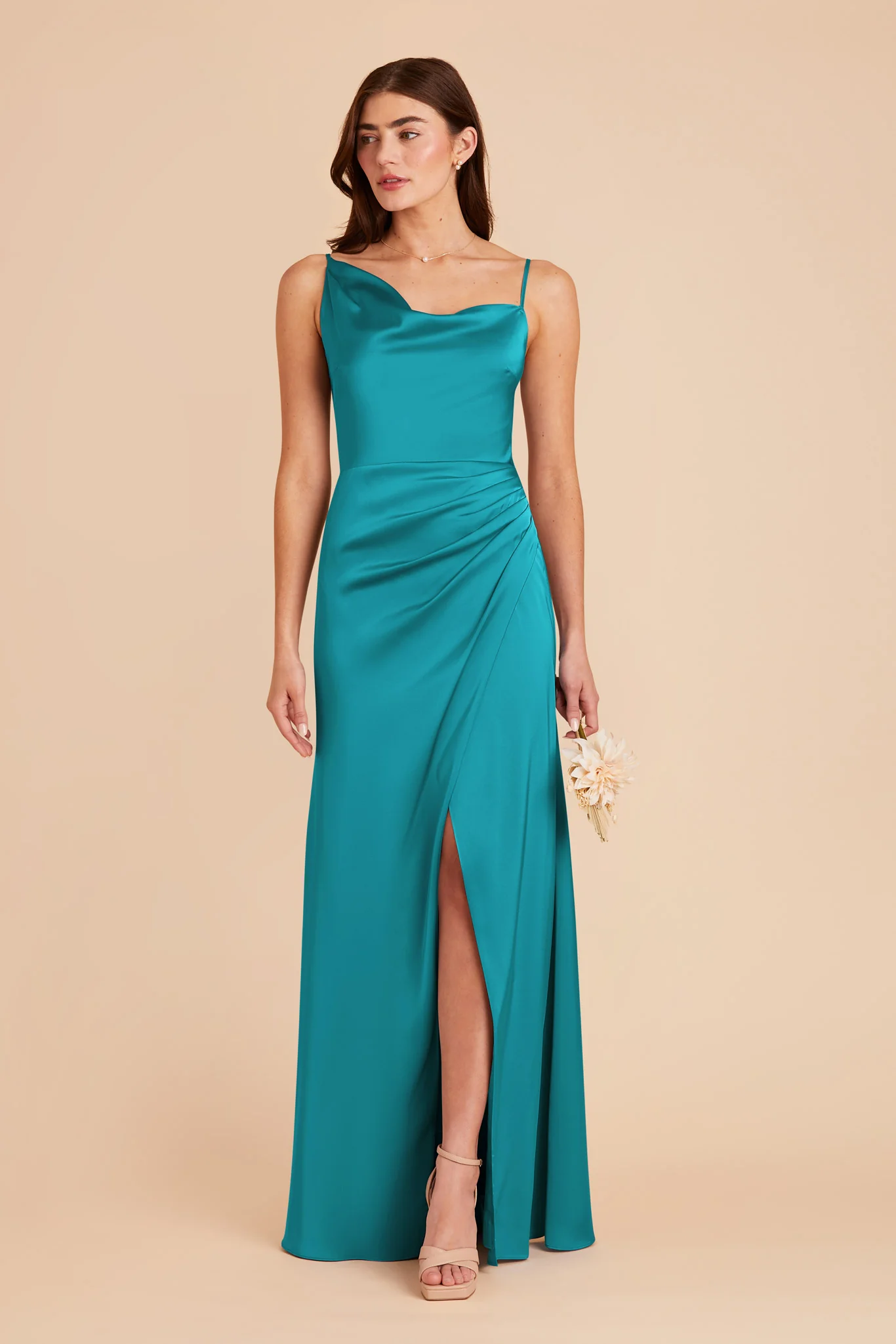 Jennifer Matte Satin Dress - Teal - necksoother