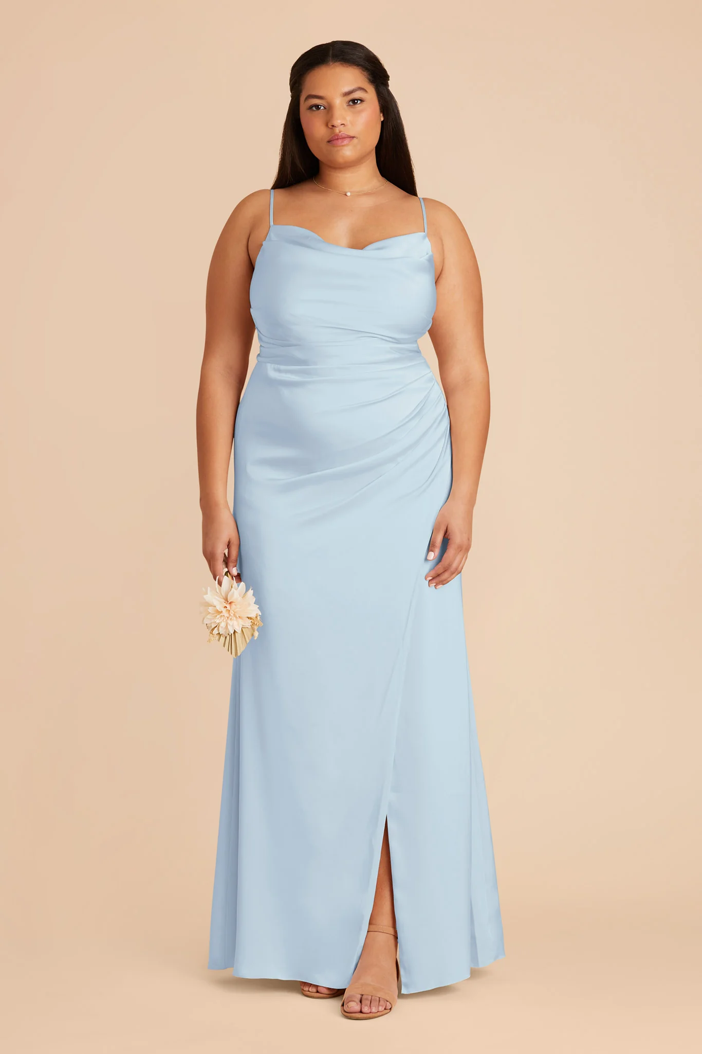 Lydia Matte Satin Dress - Mist Blue - necksoother