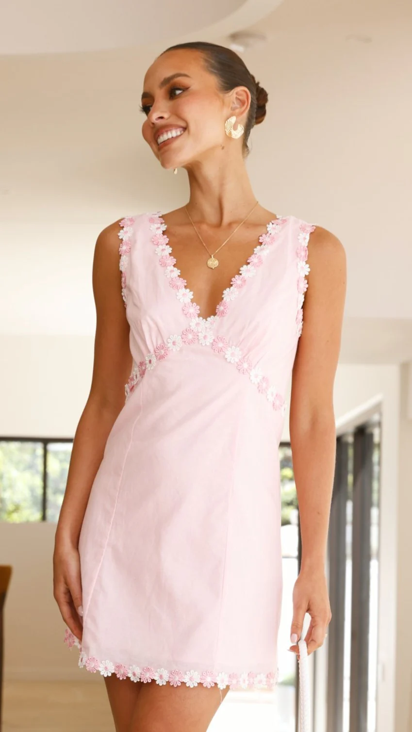 Carlee Mini Dress - Pink - necksoother
