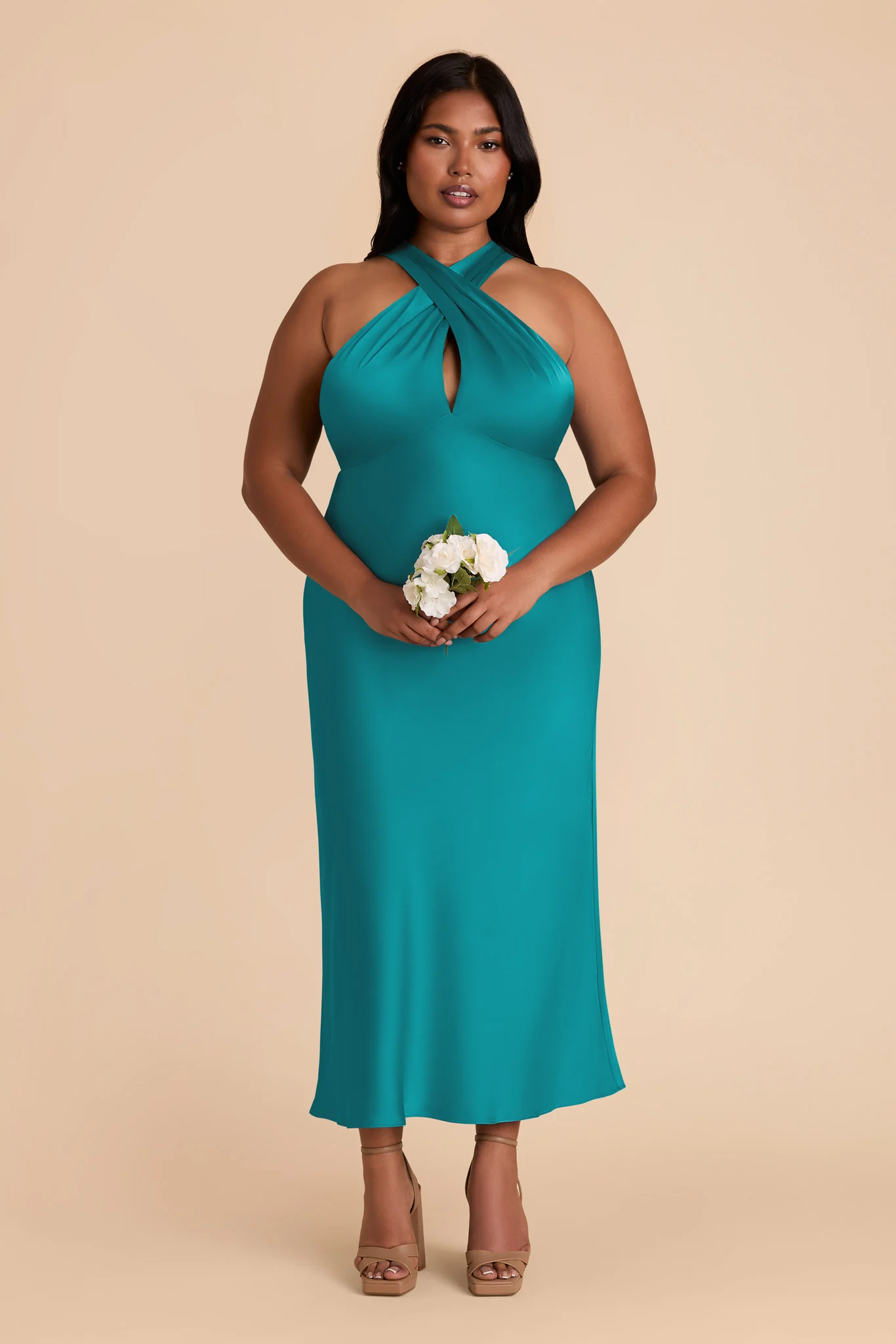 Monique Matte Satin Dress - Teal - necksoother