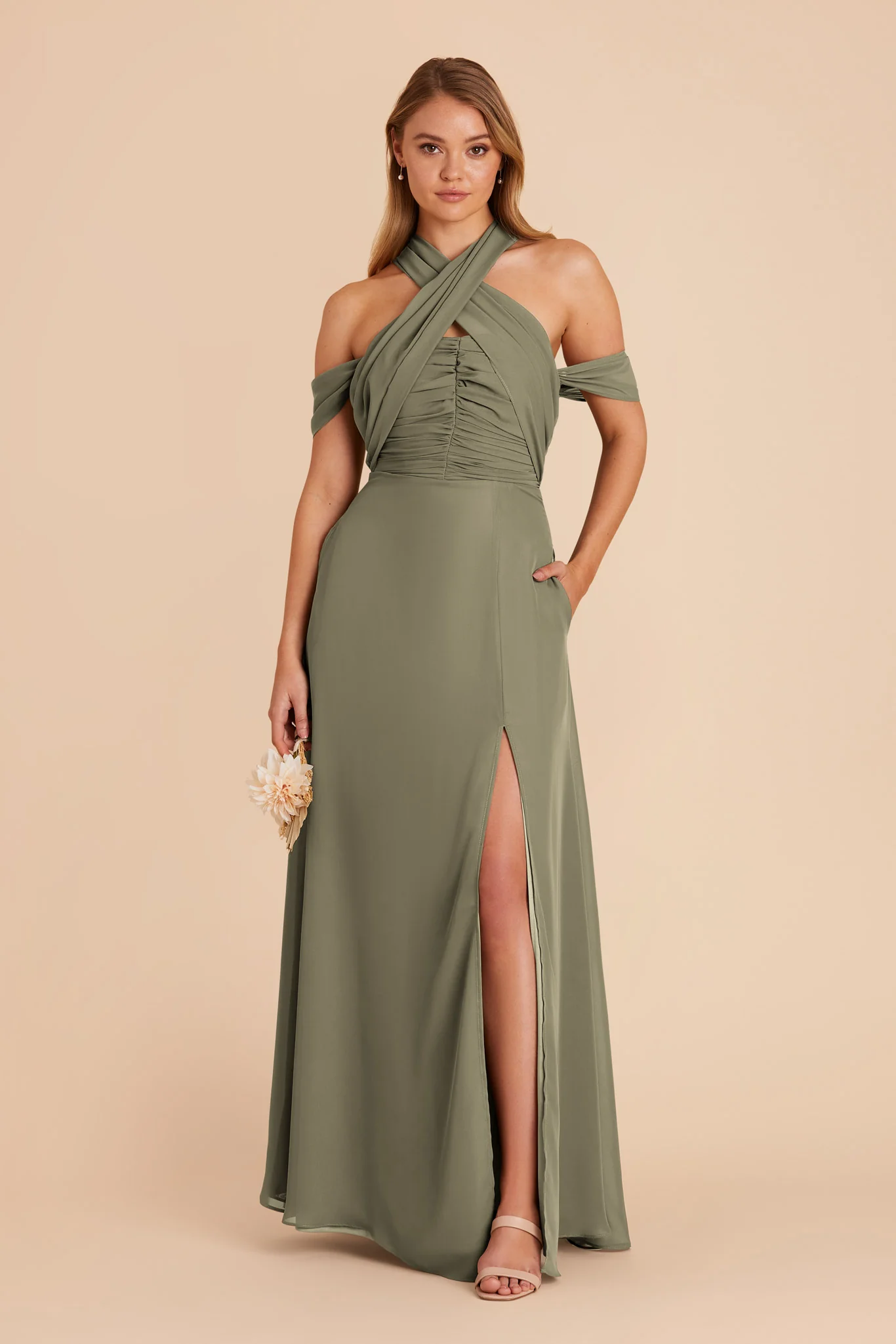 Cara Chiffon Dress - Moss Green - necksoother