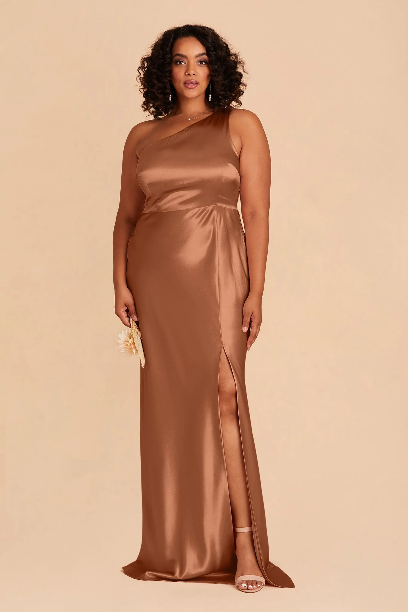 Kira Shiny Satin Dress - Rust - necksoother