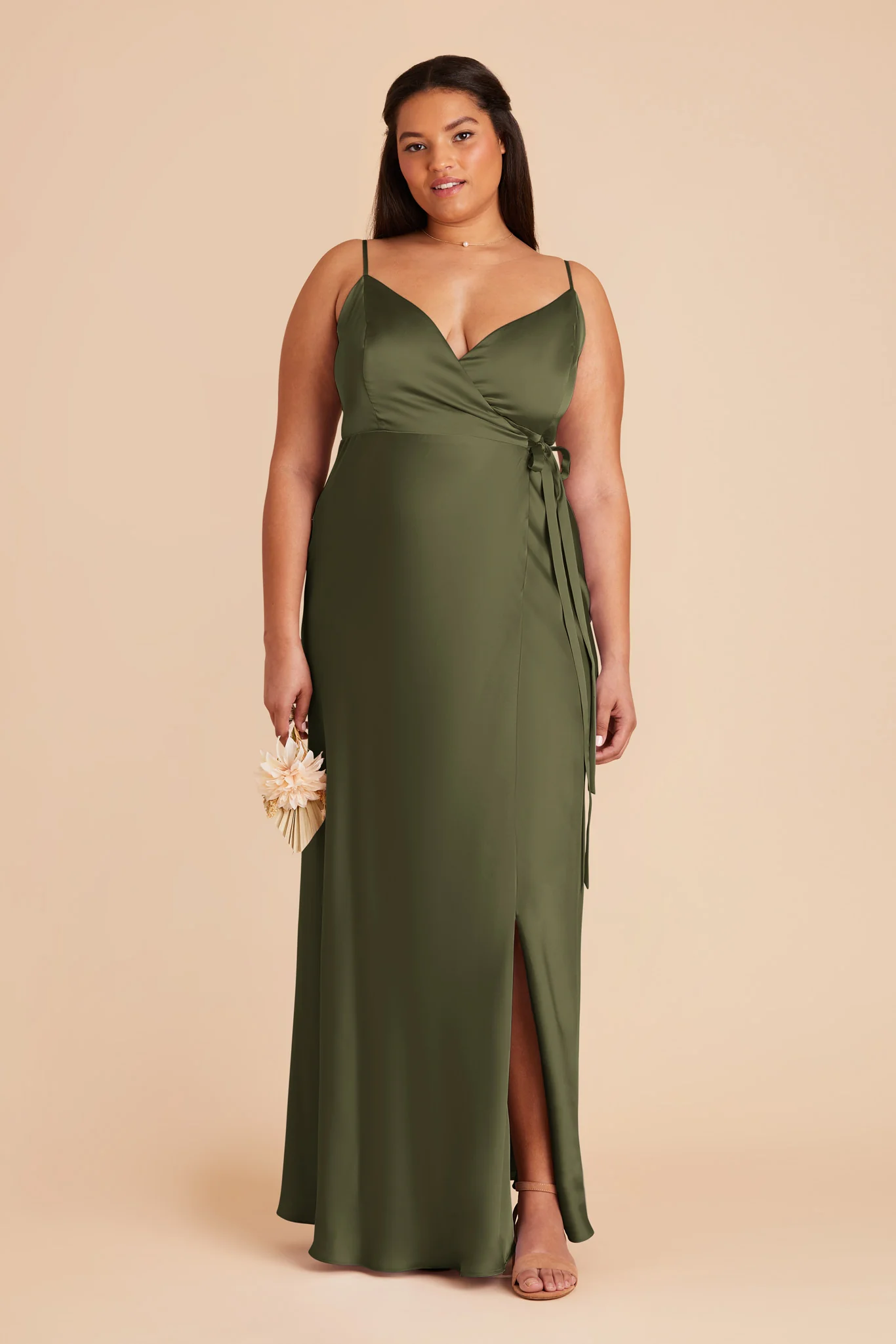 Cindy Matte Satin Dress - Olive - necksoother