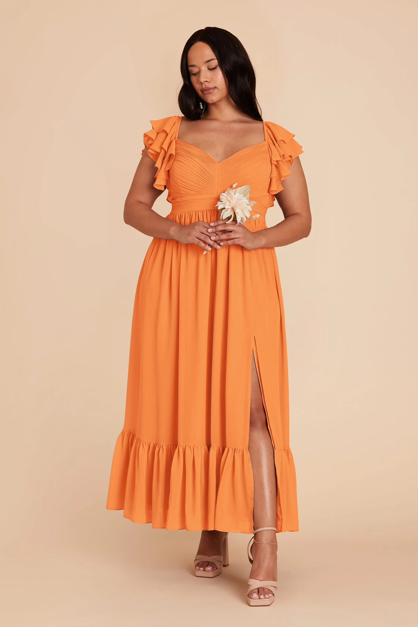 Michelle Chiffon Dress - Apricot - necksoother