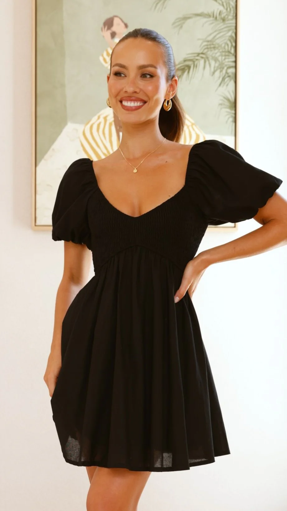 Sahirah Mini Dress - Black - necksoother