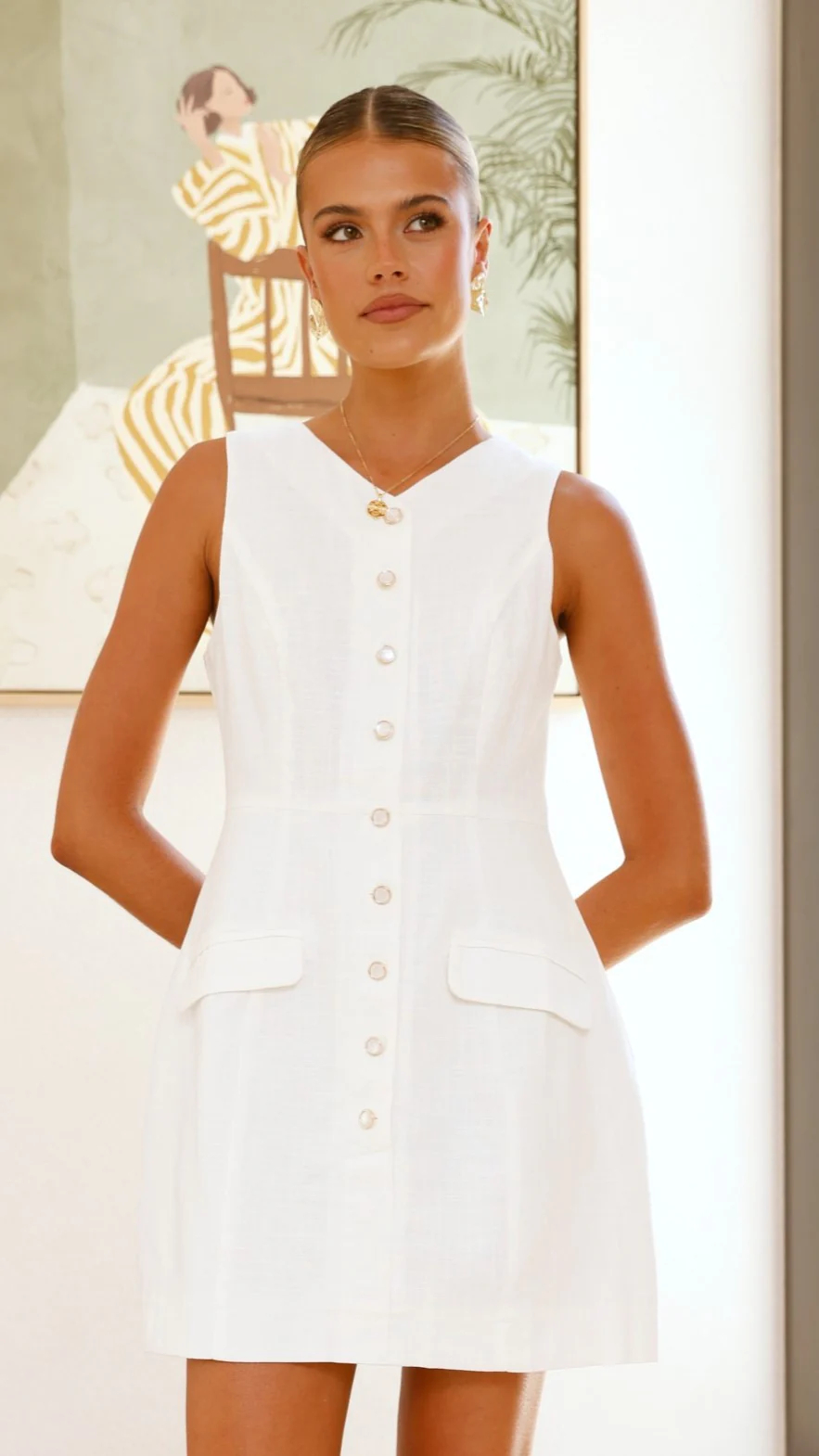 Nylah Mini Dress - White - necksoother
