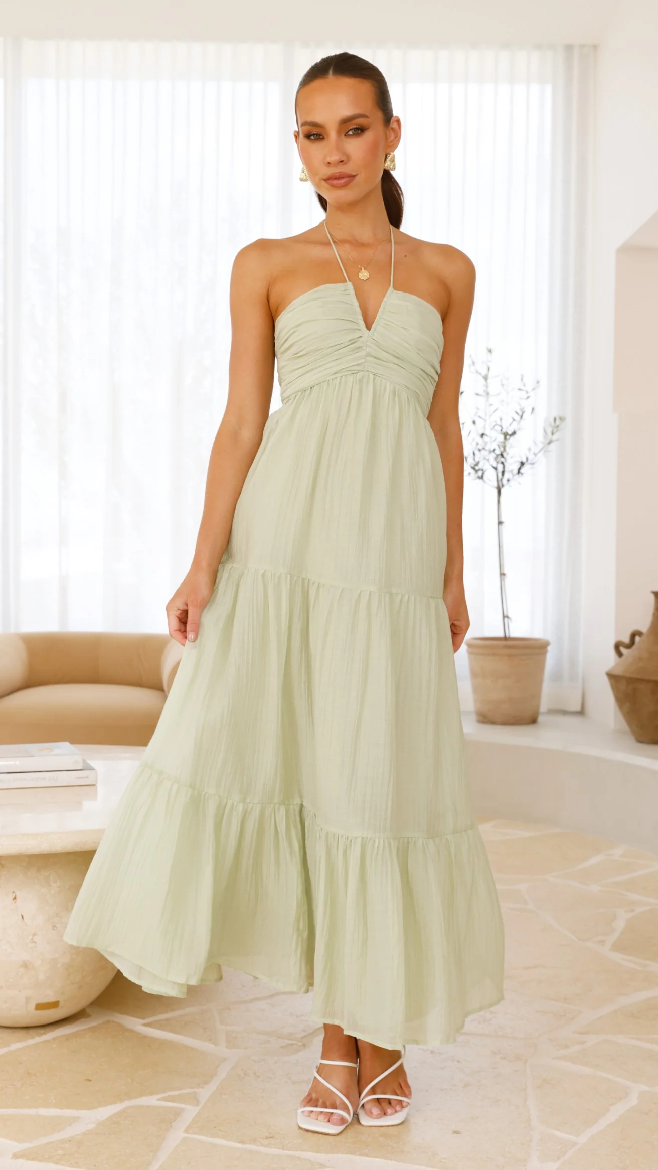 Taffeta Maxi Dress - Sage - necksoother