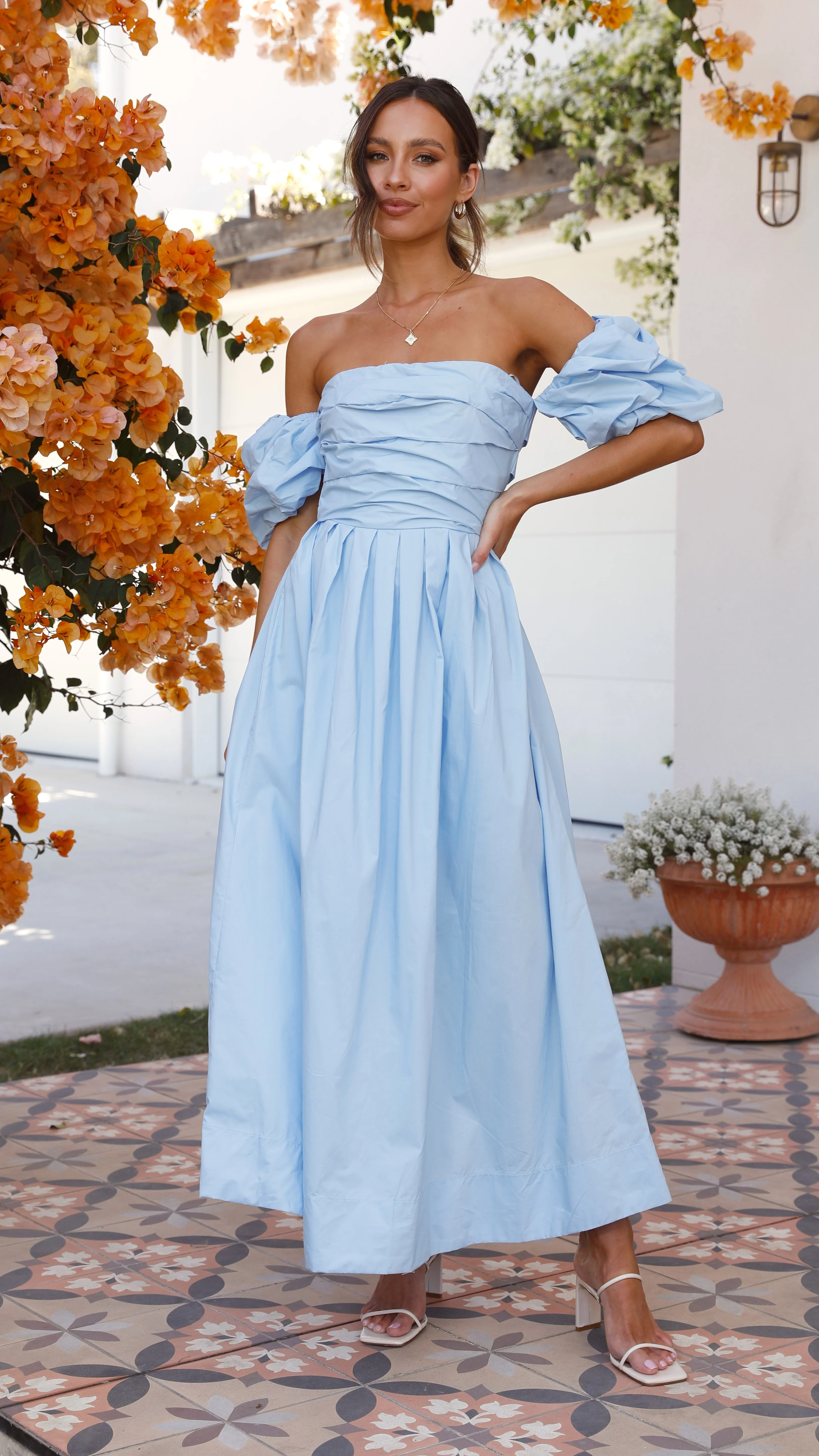 Caelius Midi Dress - Light Blue - necksoother