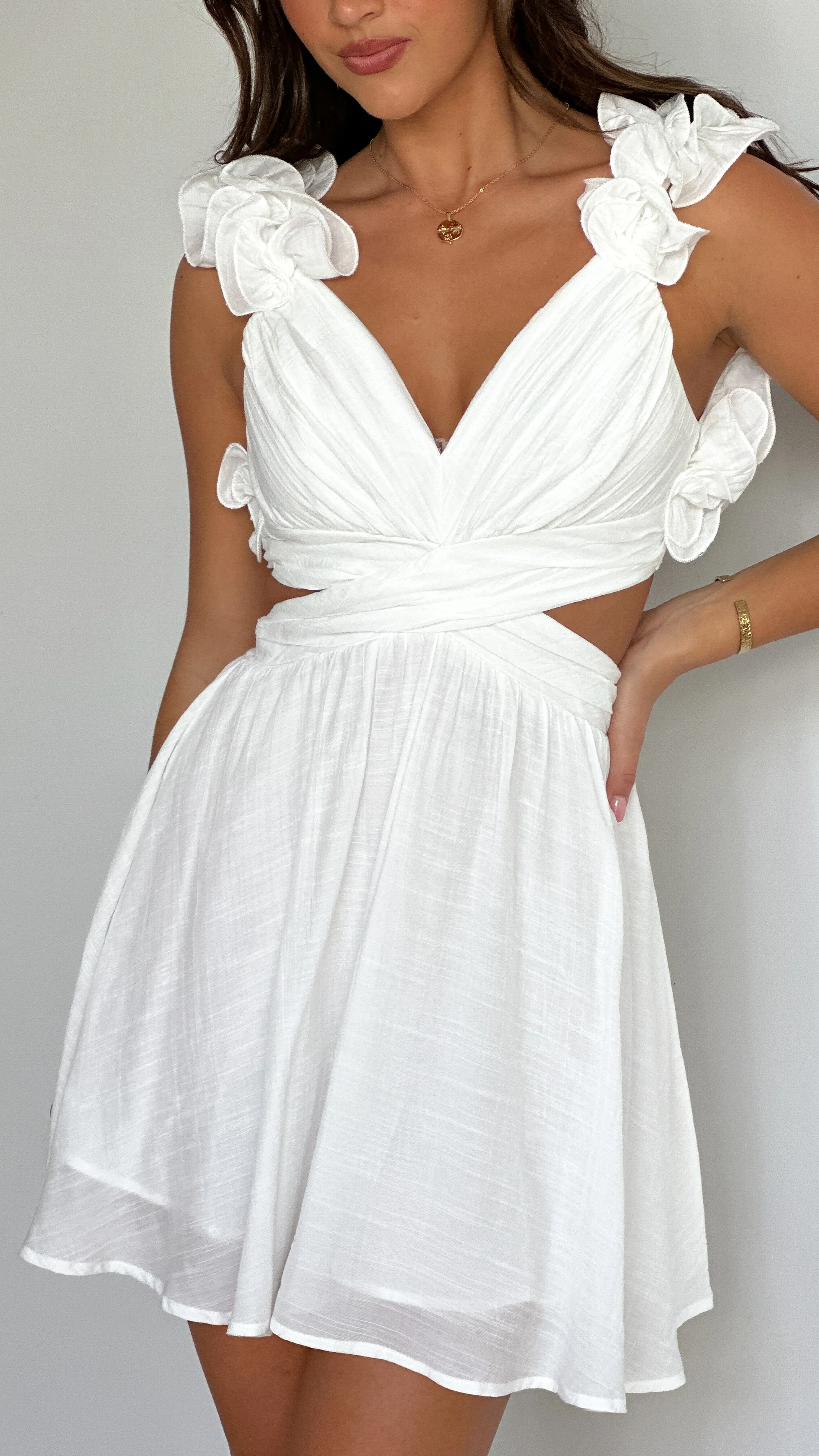 Galilhai Mini Dress - White - necksoother