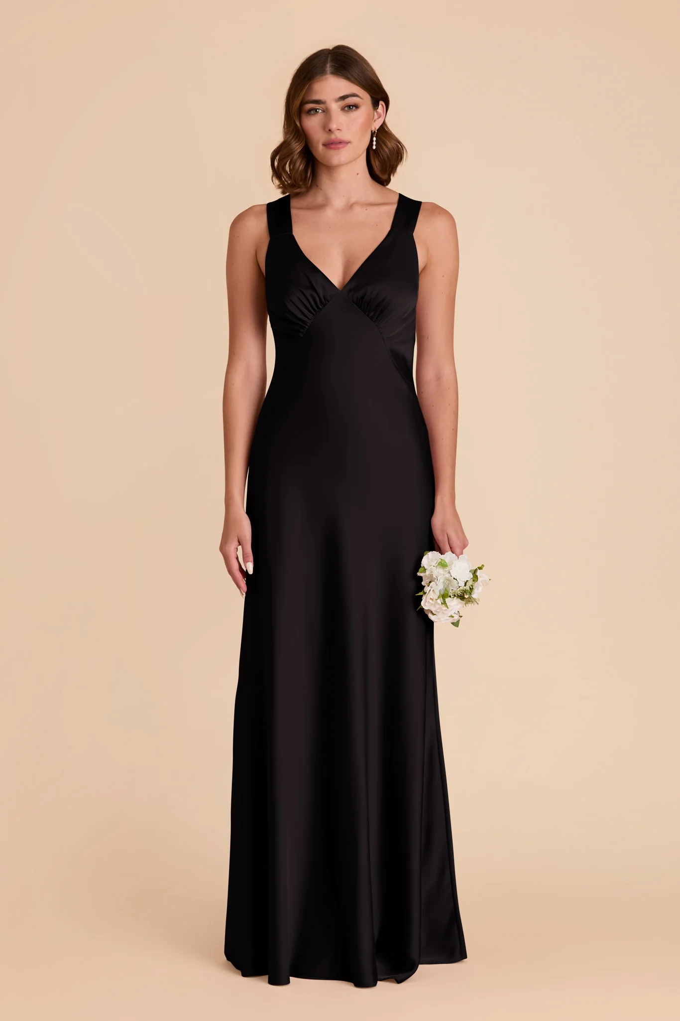 Veronica Matte Satin Dress - Black - necksoother
