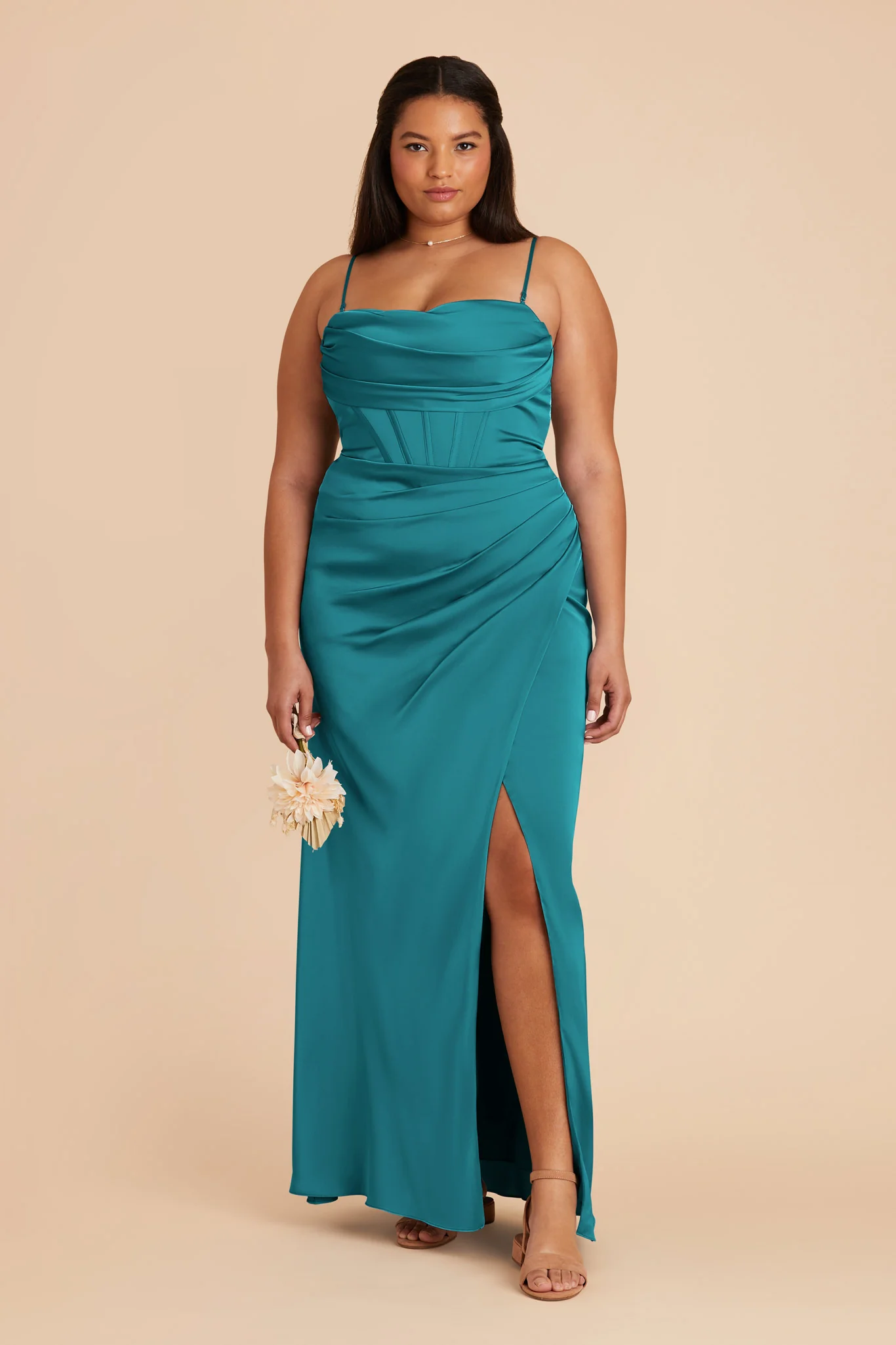 Carrie Matte Satin Dress - Teal - necksoother
