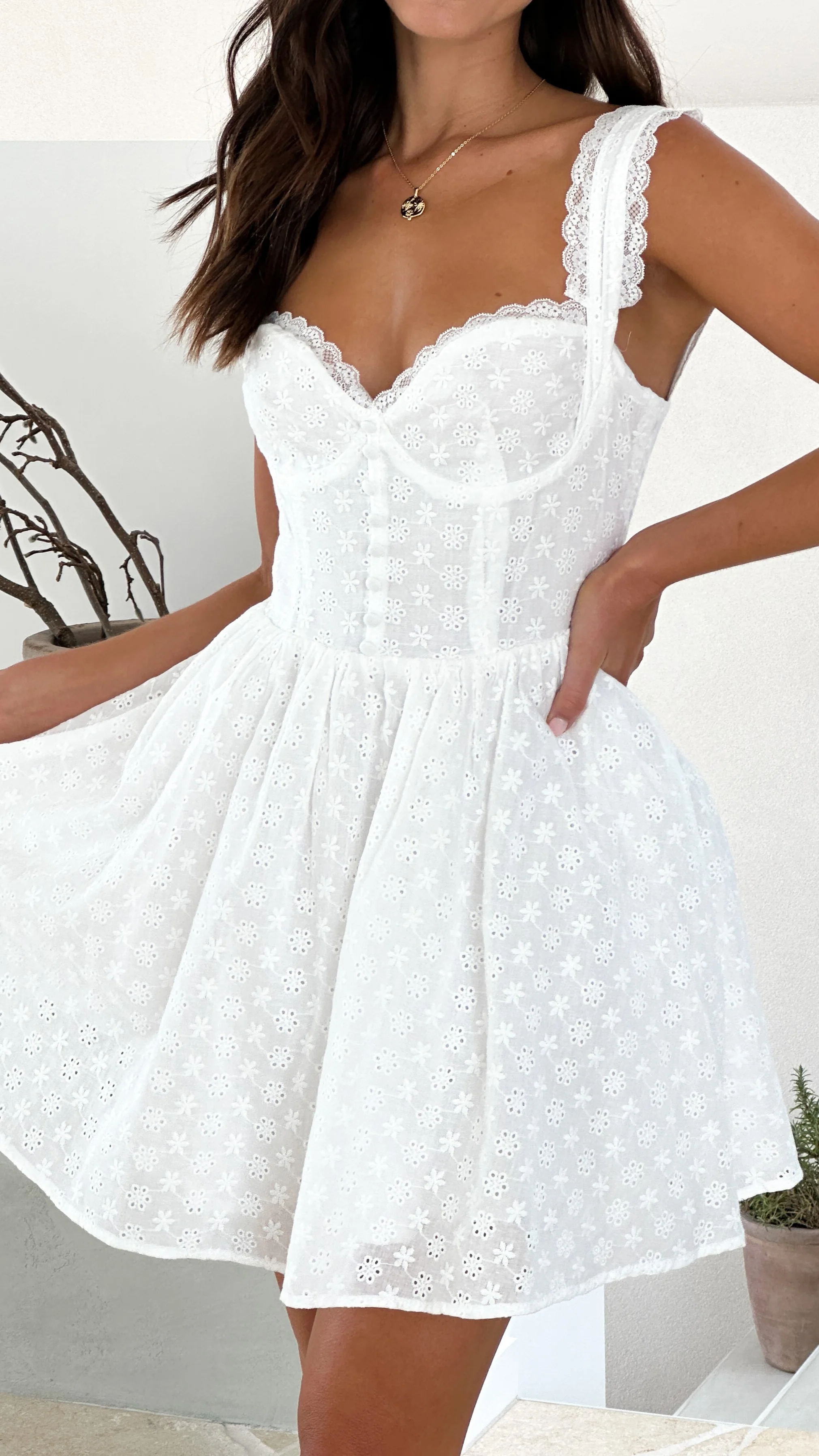 Kaiya Mini Dress - White - necksoother