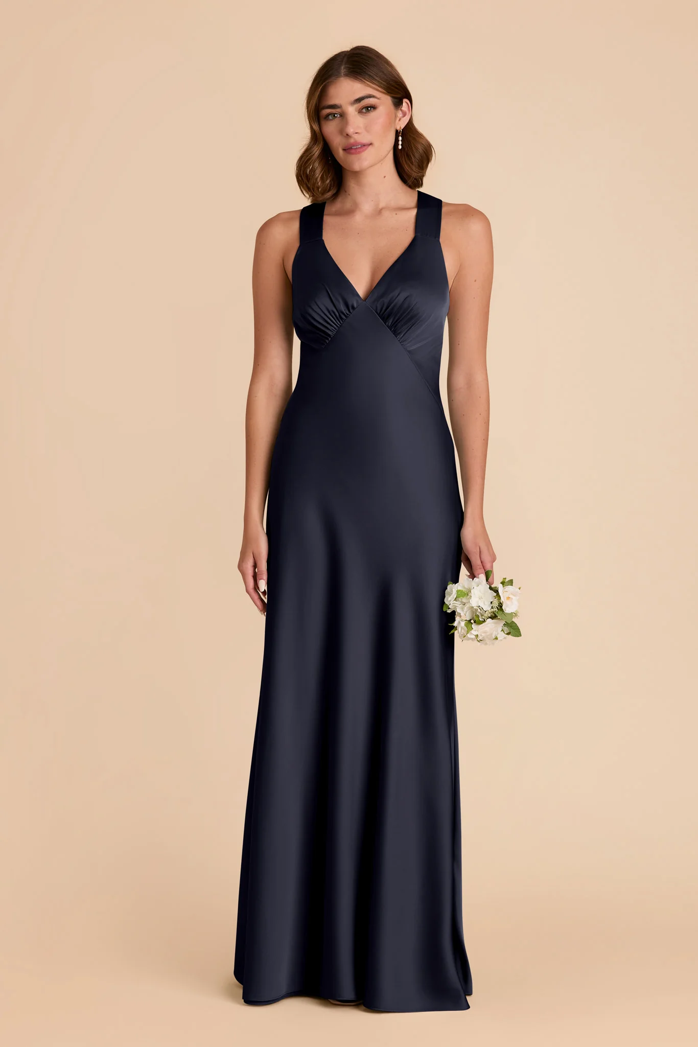 Veronica Matte Satin Dress - Navy - necksoother