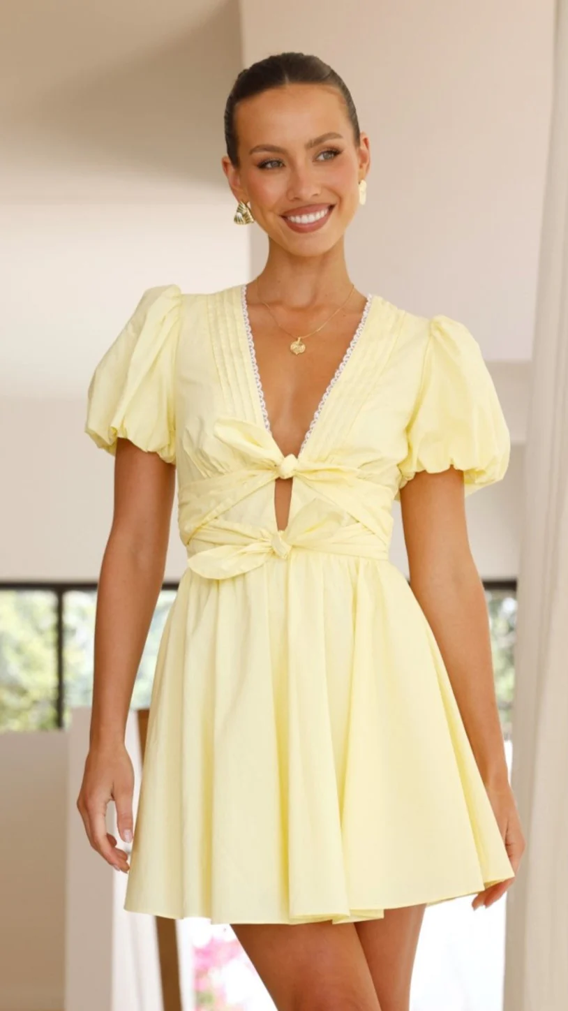 Kaloni Mini Dress - Yellow - necksoother