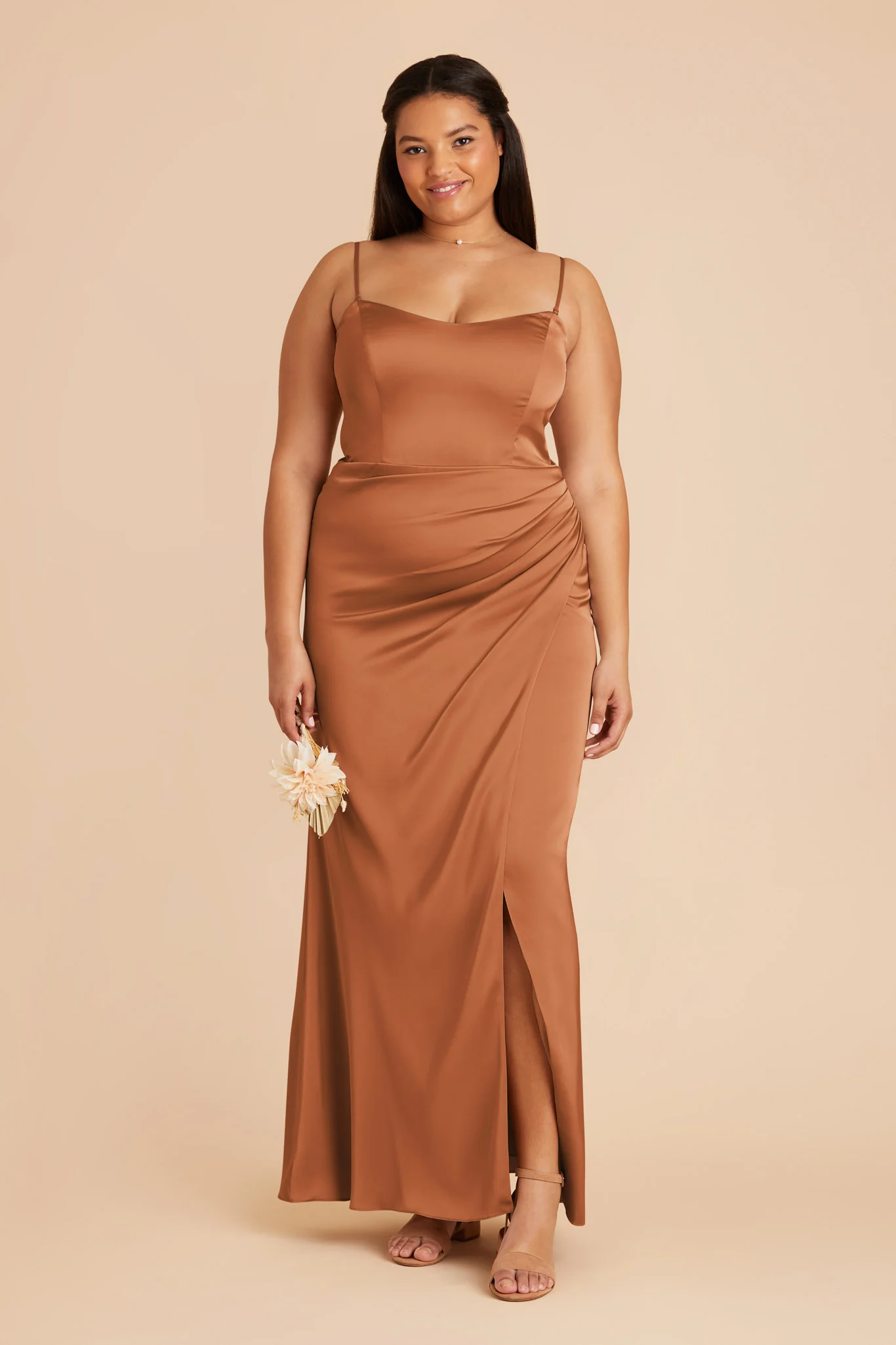 Anne Matte Satin Dress - Rust - necksoother