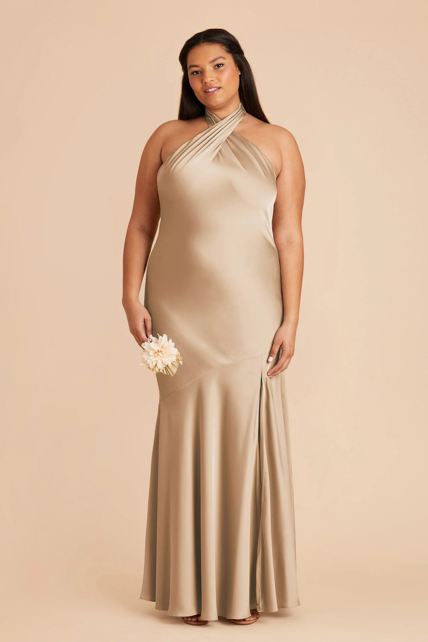 Stephanie Matte Satin Dress - Gold - necksoother